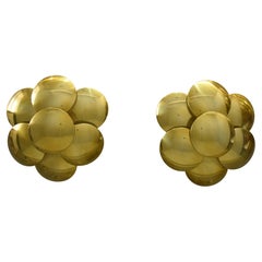 Seltenes Paar goldene Metallwandleuchten Design Goffredo Reggiani 