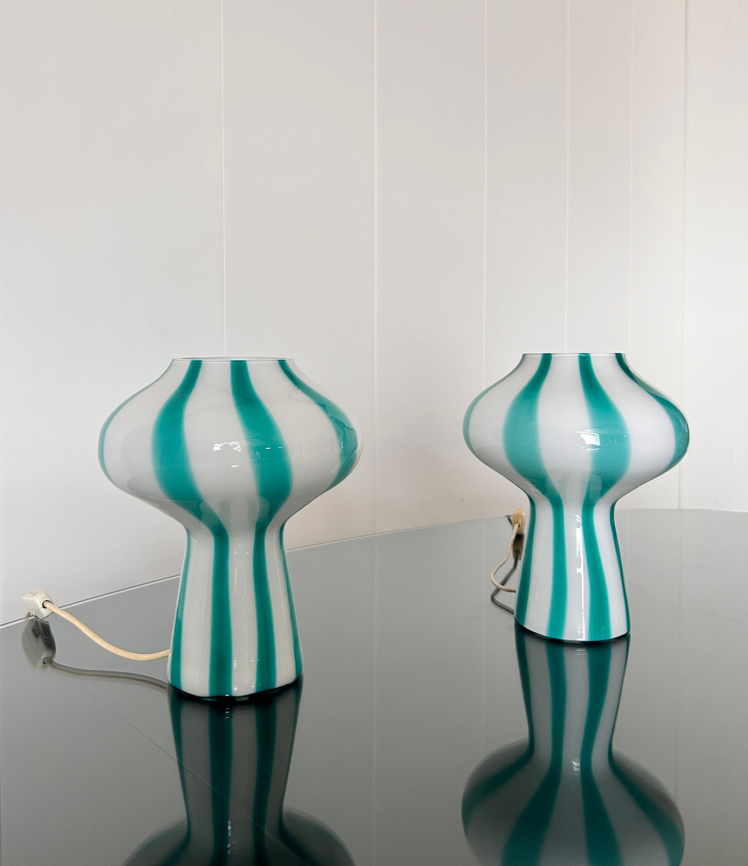 Glass Rara coppia di lampade da tavolo mod. 