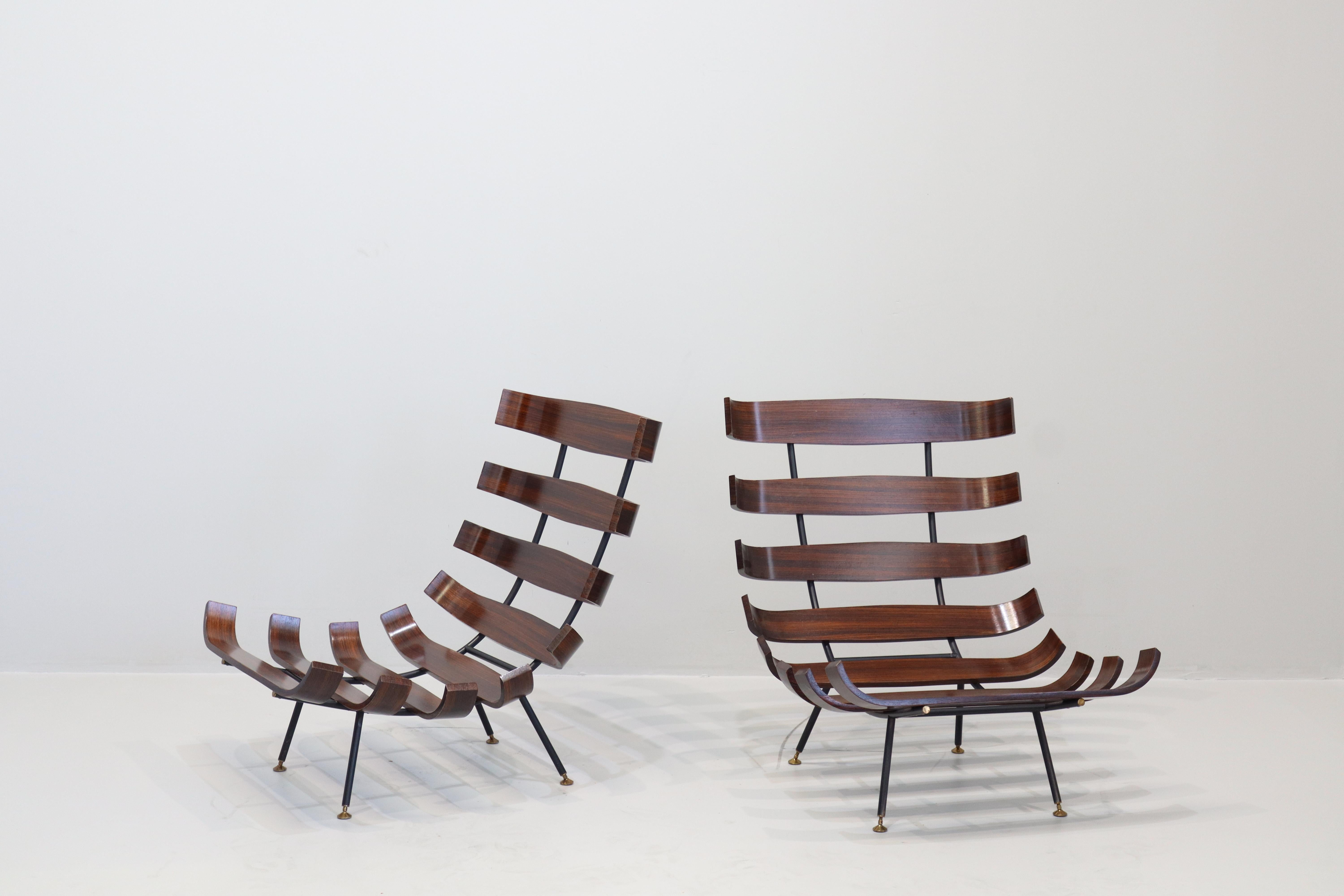 Rara Coppia Di Poltrone designer Martin Eisler and Carlo Hauner Costela For Sale 3
