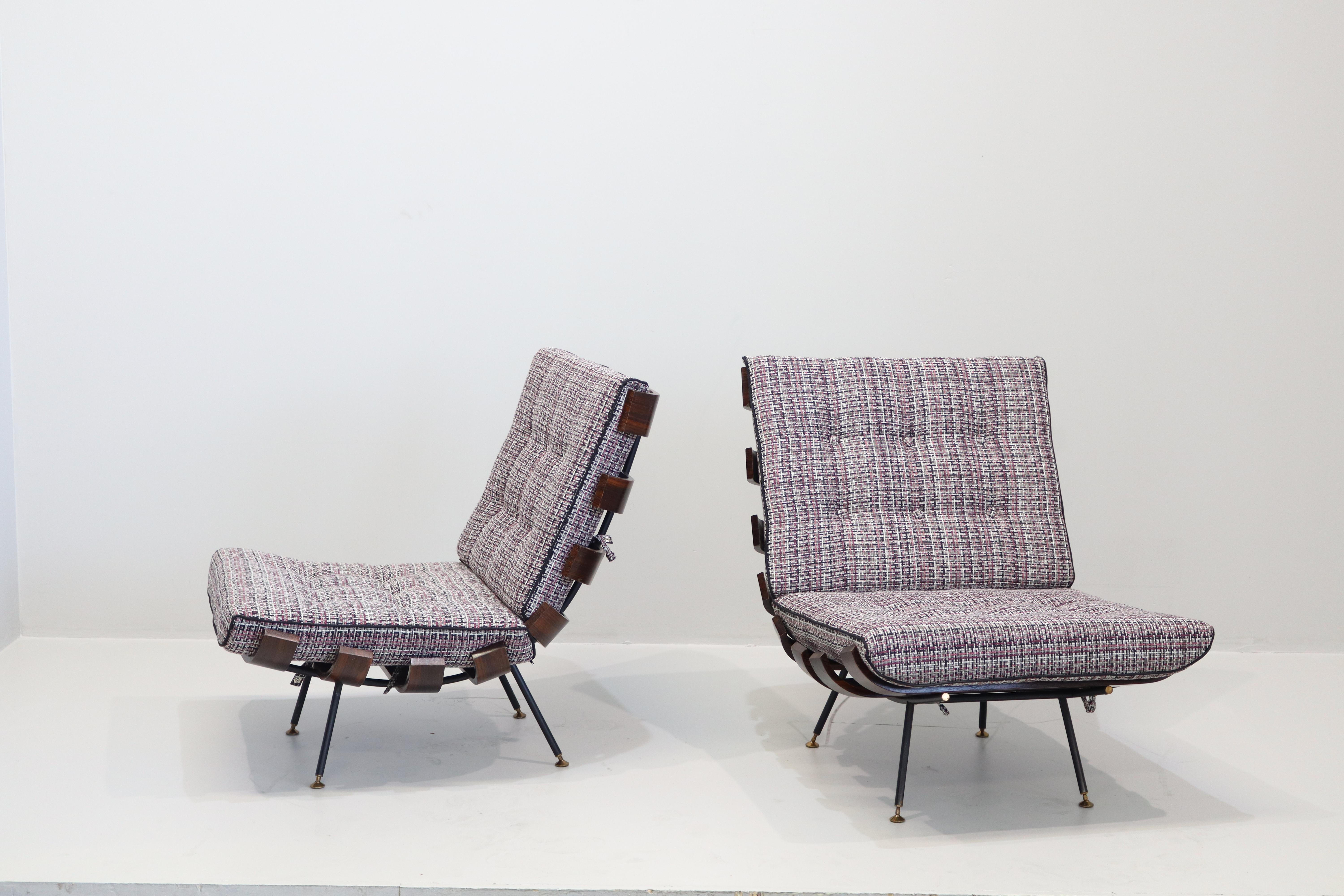 Wood Rara Coppia Di Poltrone designer Martin Eisler and Carlo Hauner Costela For Sale