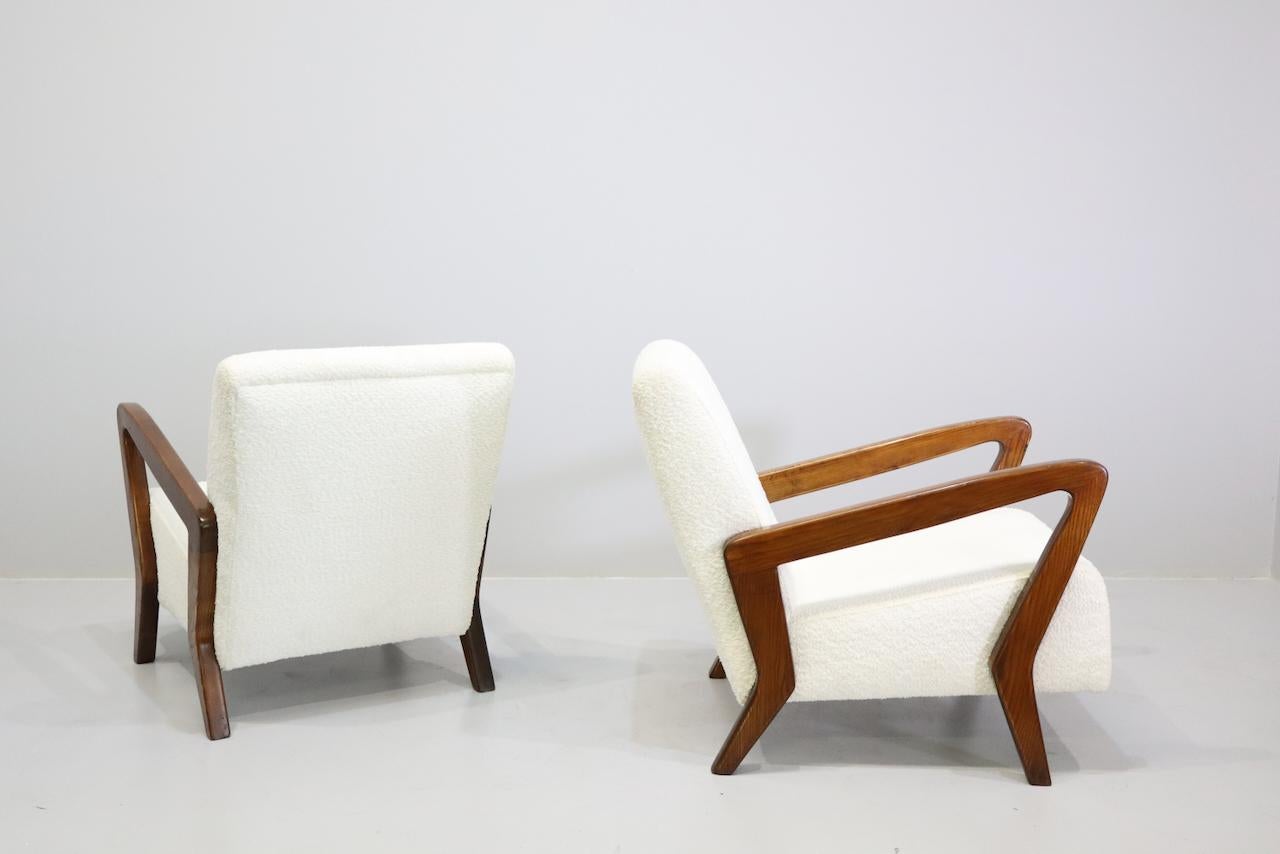 Fabric Rare Pair of Armchairs Designed by Gio Ponti 1950s Italy For Sale