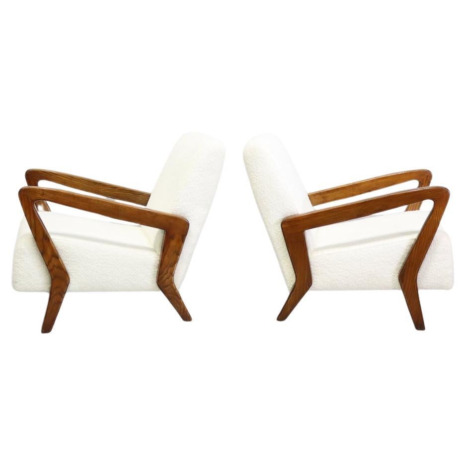 Rare Pair of Armchairs Designed by Gio Ponti 1950s Italy For Sale