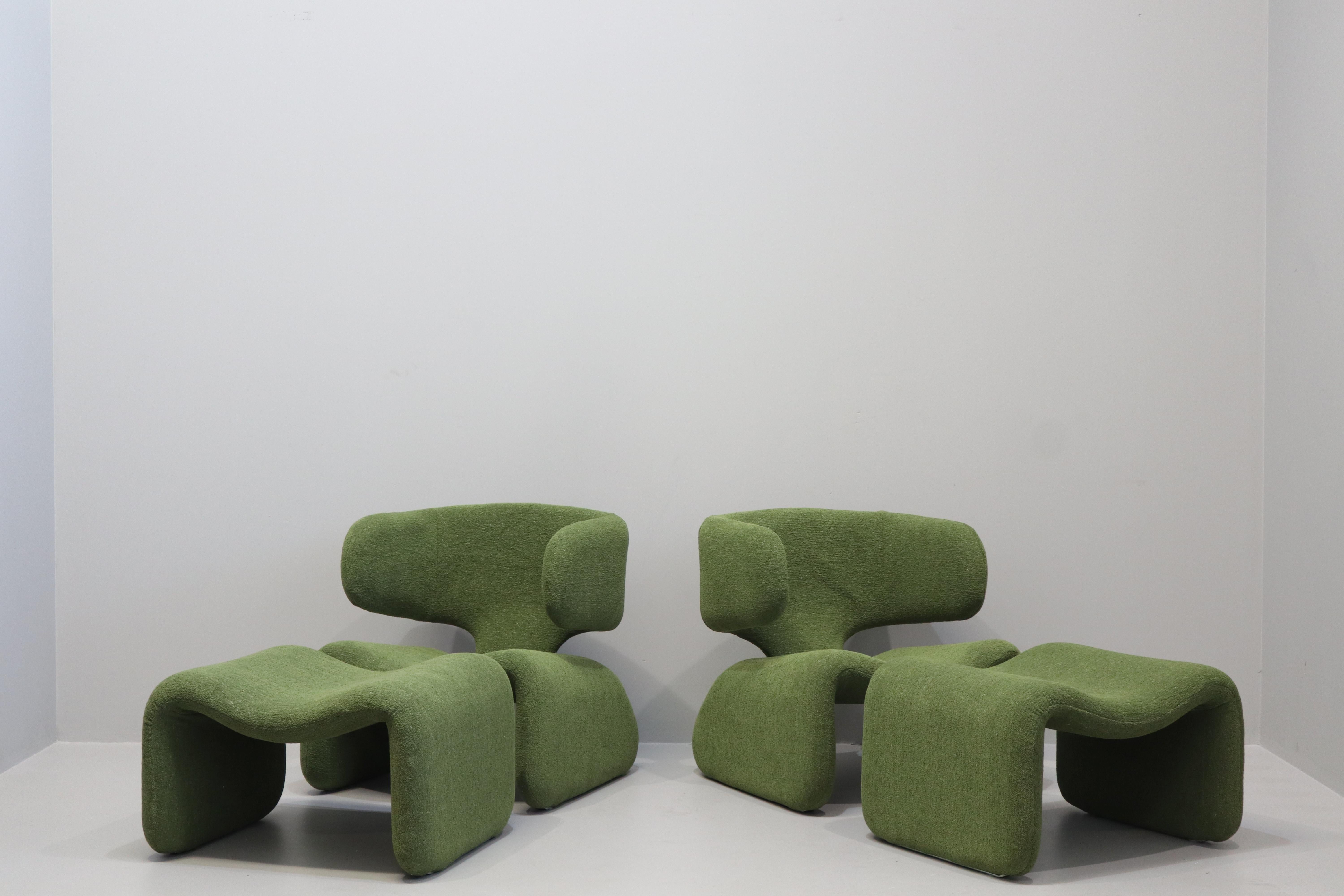 Raro par de sillones y reposapiés Djinn de Olivier Mourgue para Airborne en venta 5