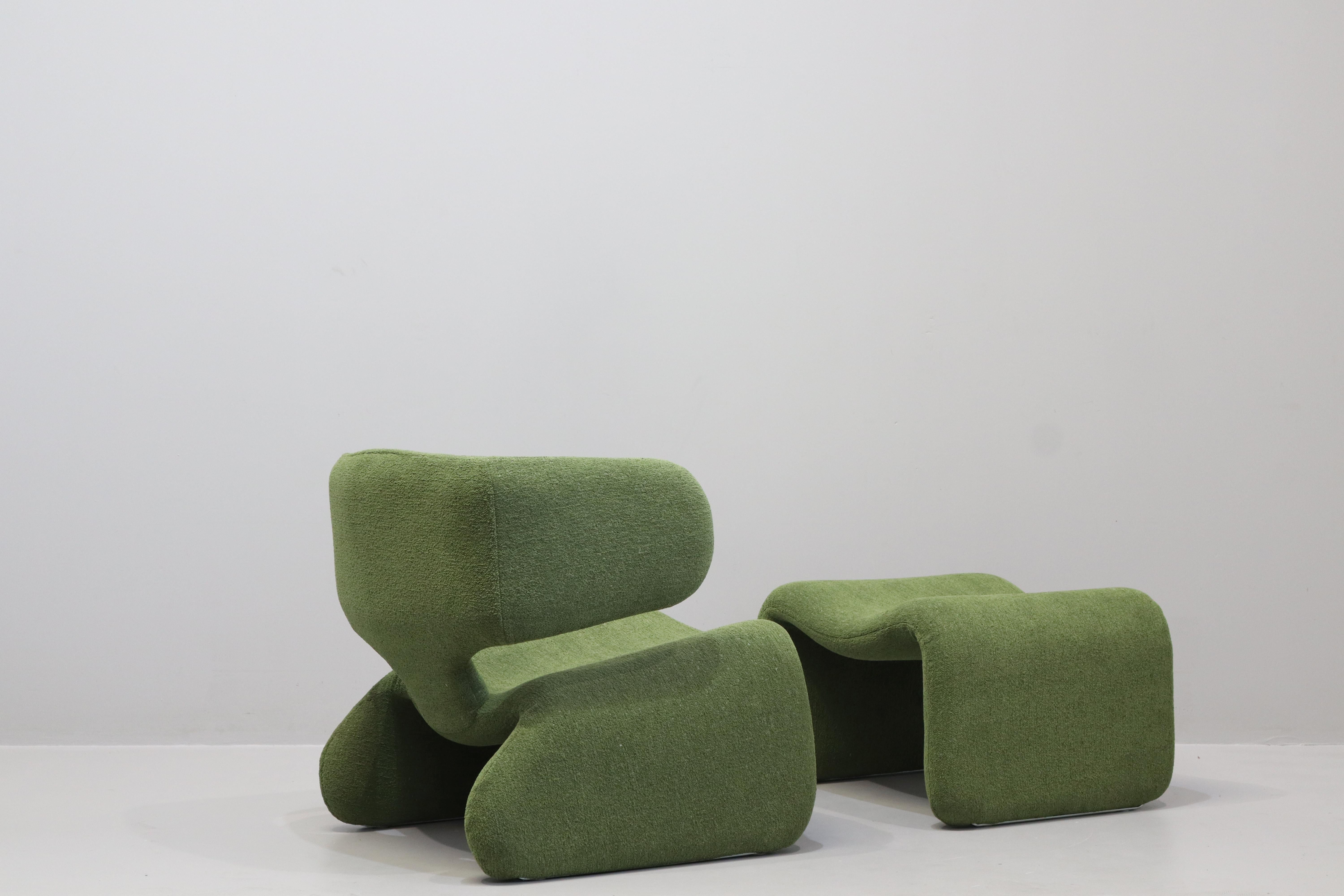 Raro par de sillones y reposapiés Djinn de Olivier Mourgue para Airborne en venta 7