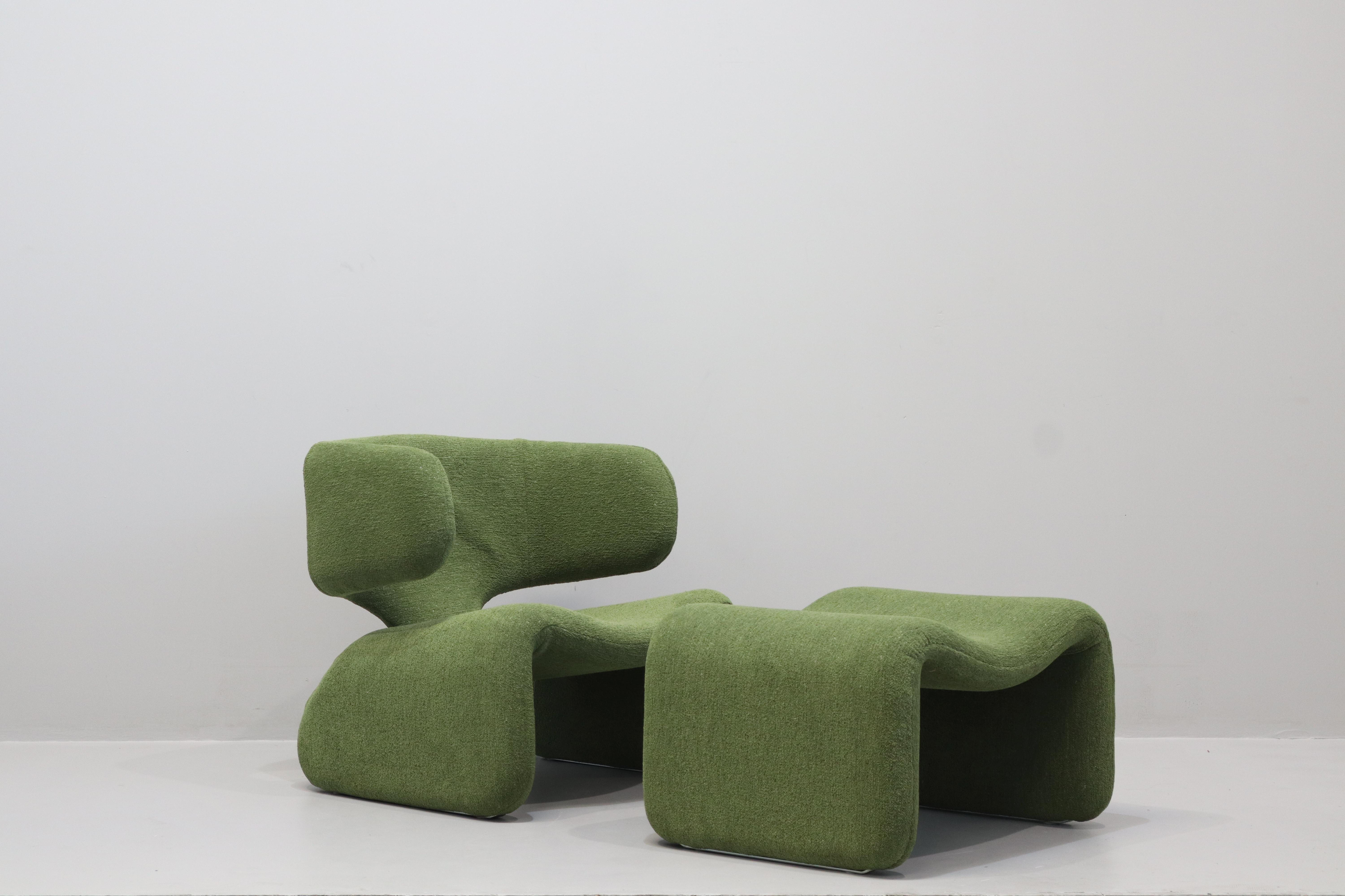 Raro par de sillones y reposapiés Djinn de Olivier Mourgue para Airborne en venta 8