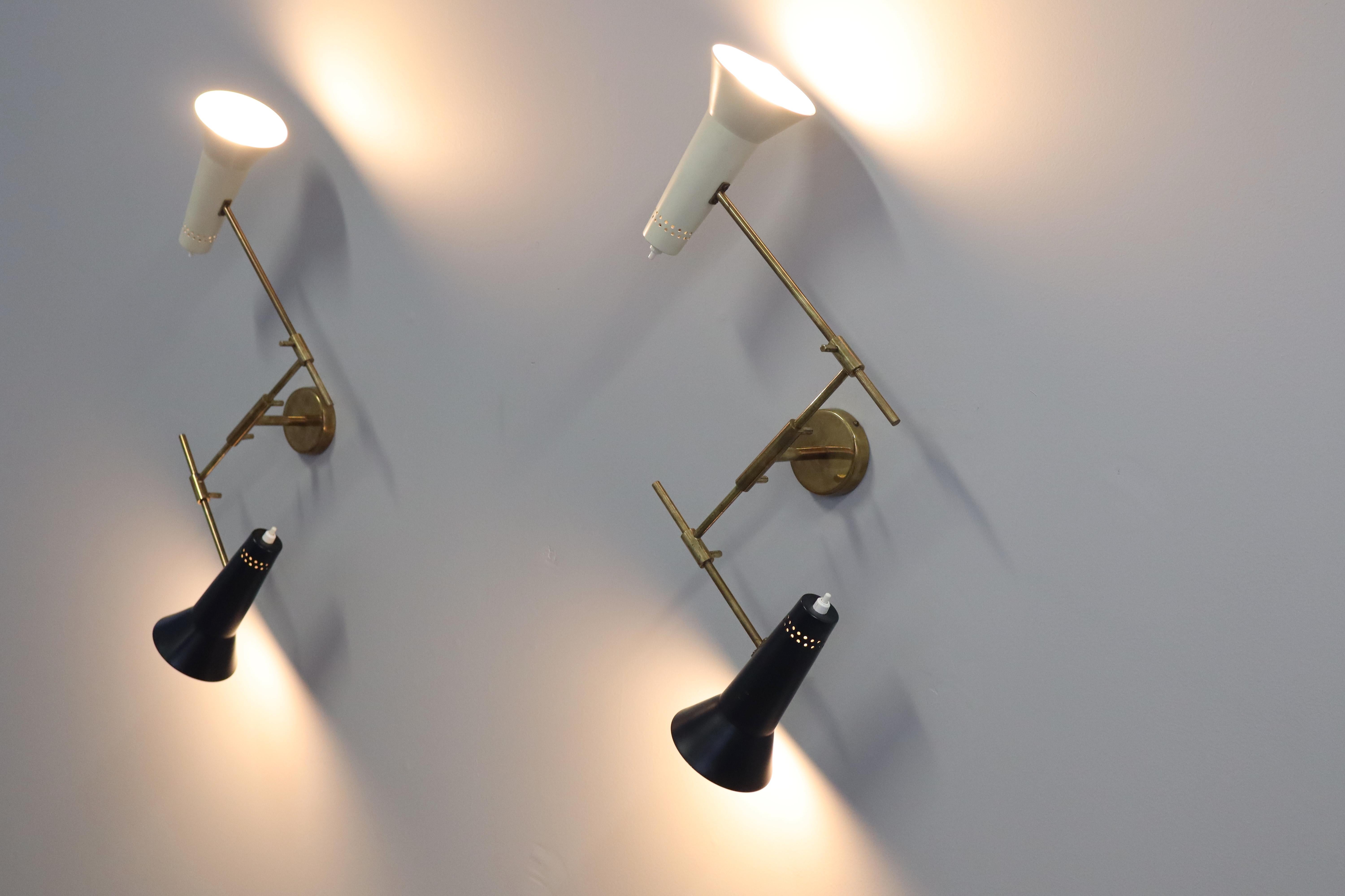 Mid-Century Modern Rare Couple  gino Sarfatti wall lamps model 169/2 Arteluce Italia 1952