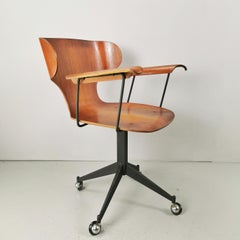 rare 50s/60s curved wood chair office desk