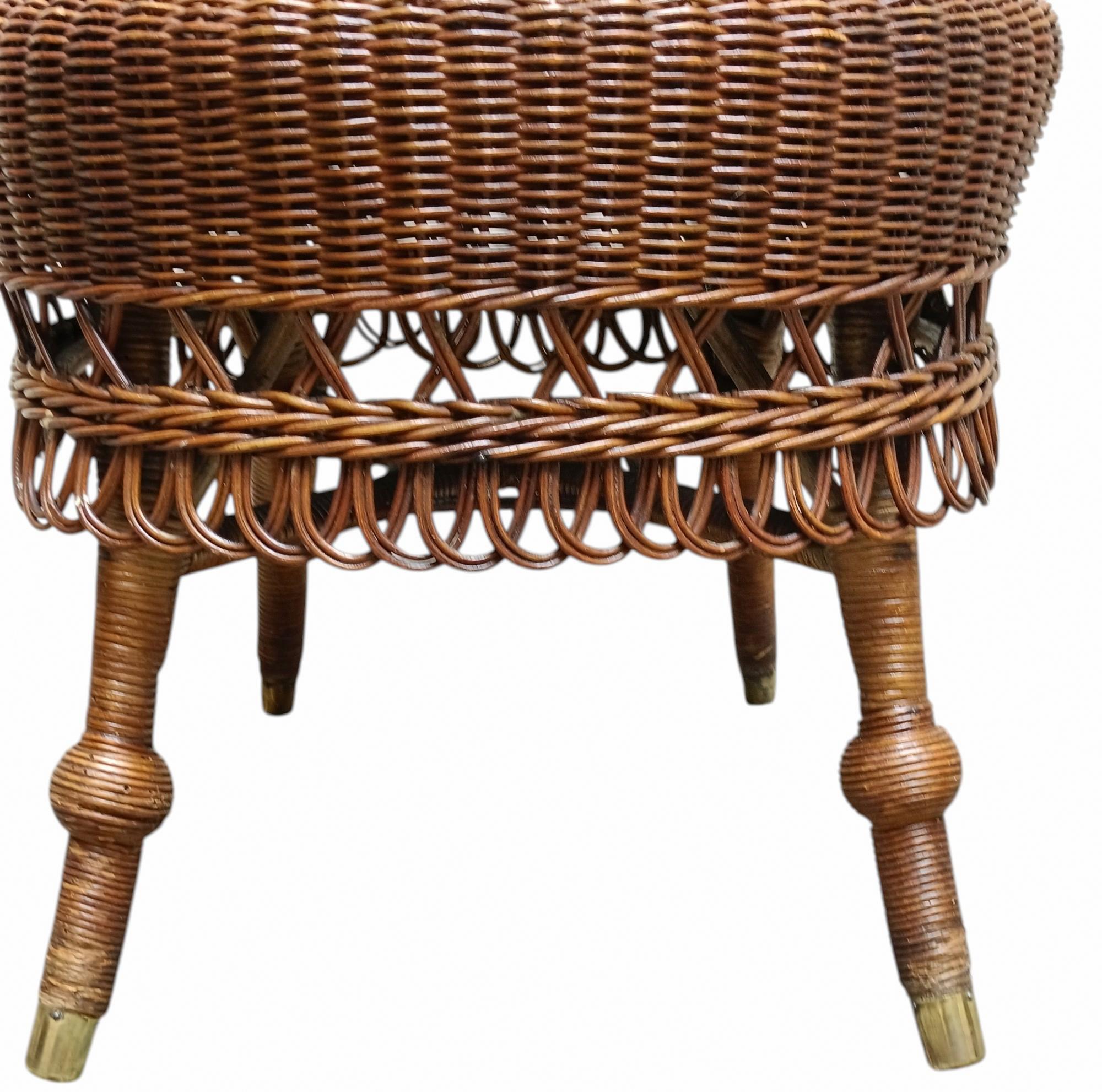 Seltener Sessel aus Rattan und Korbgeflecht, Italien um 1900 im Angebot 3