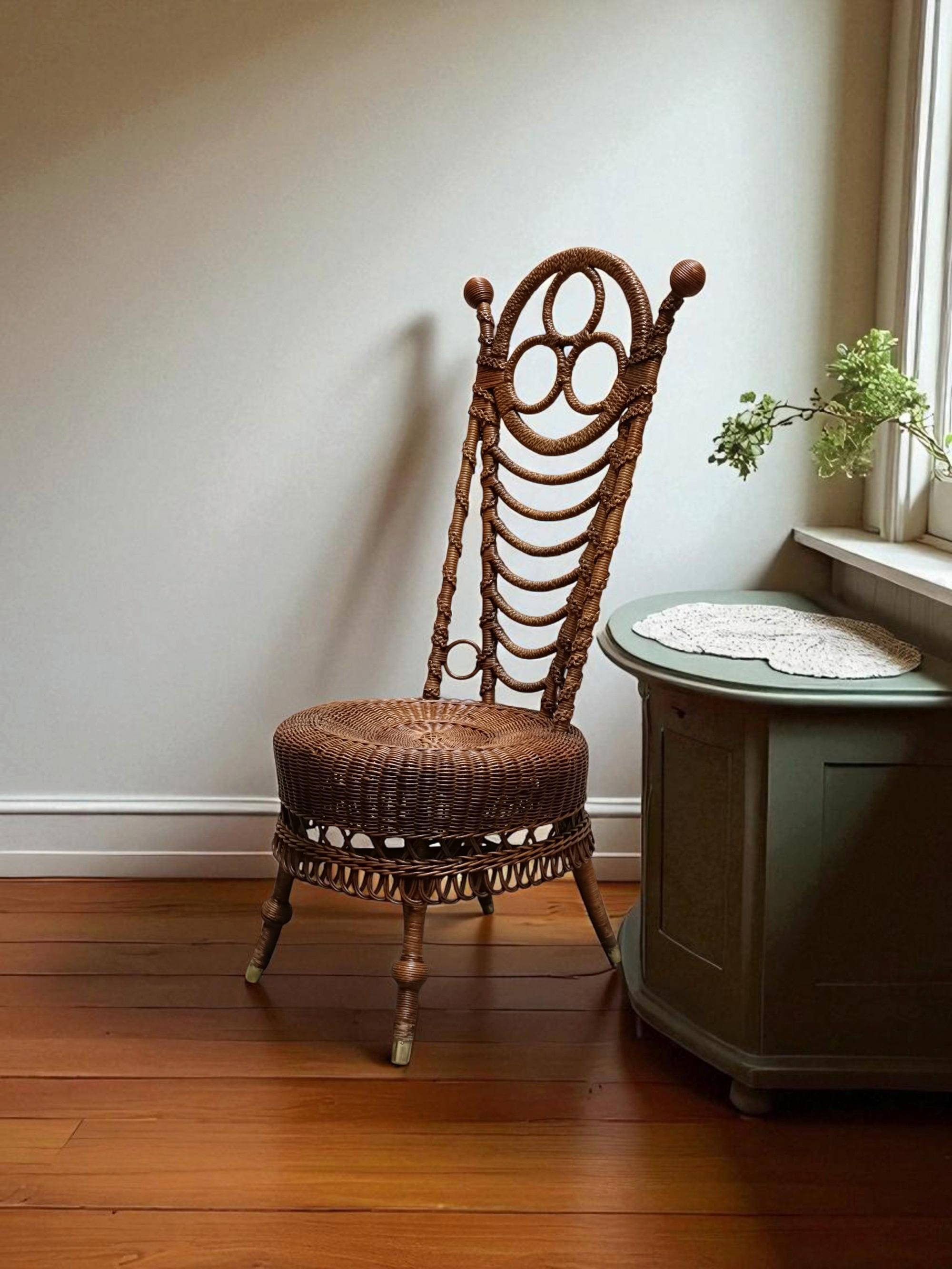 Seltener Sessel aus Rattan und Korbgeflecht, Italien um 1900 im Angebot 4