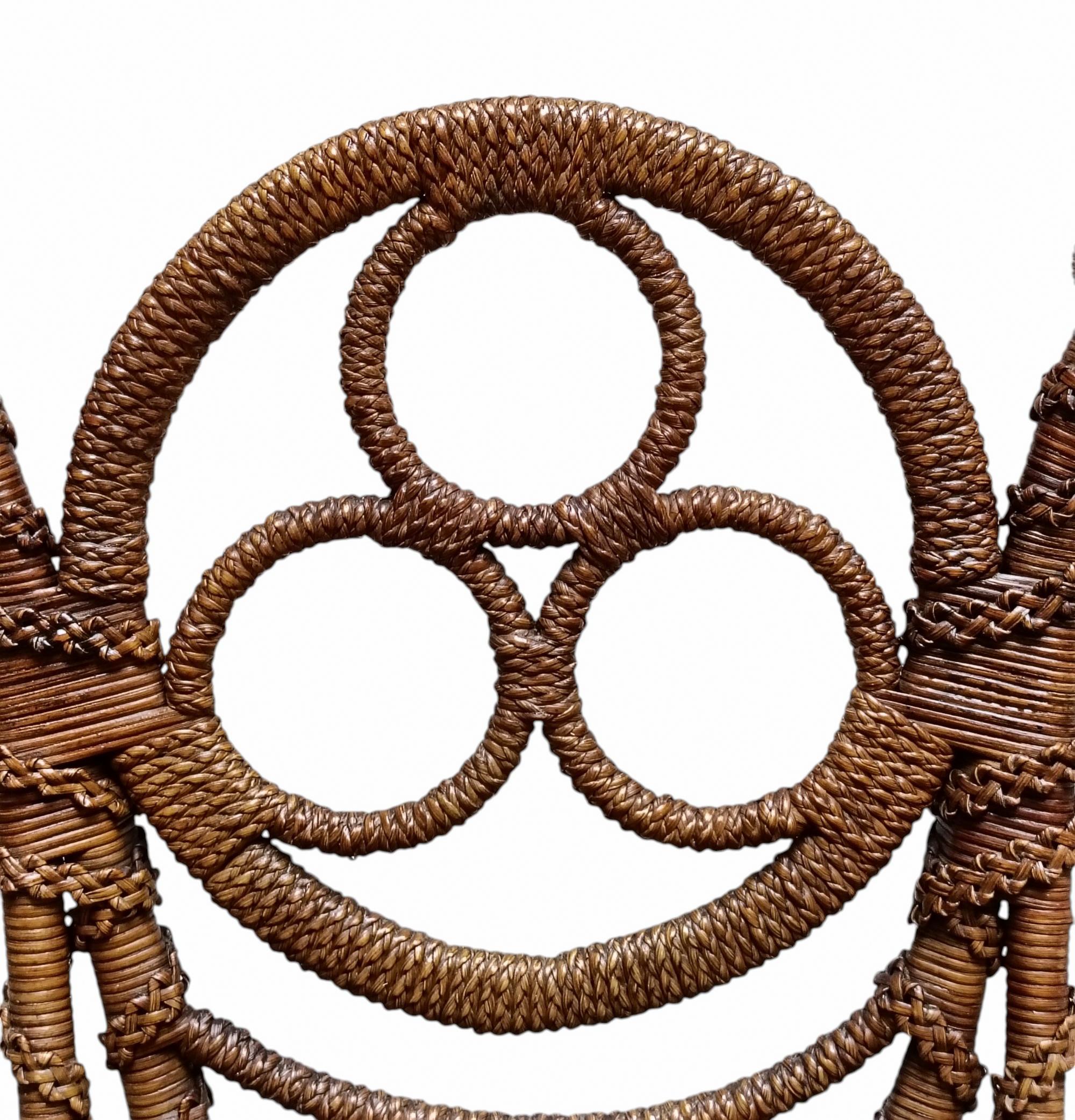 Seltener Sessel aus Rattan und Korbgeflecht, Italien um 1900 (Early 20th Century) im Angebot