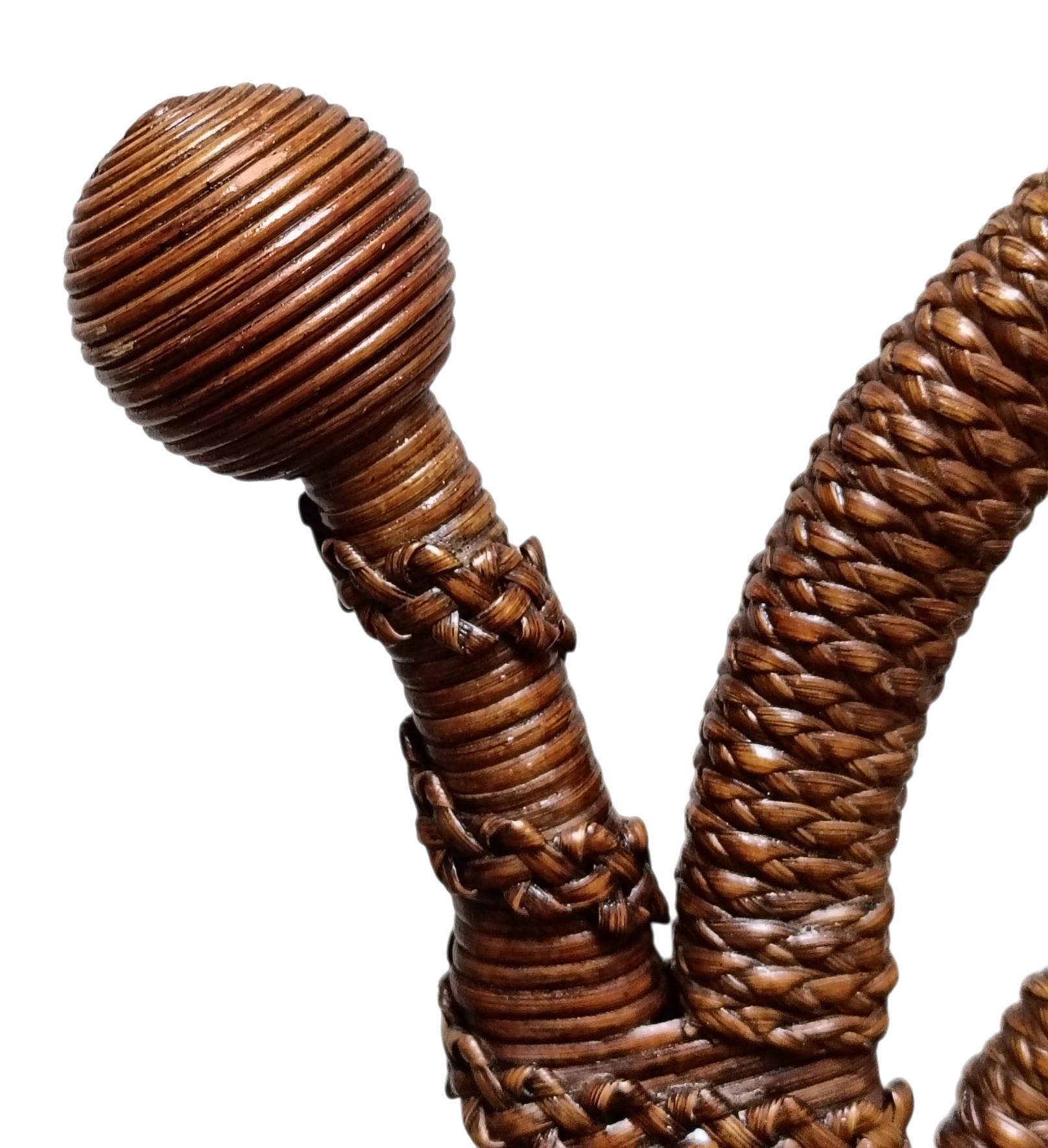 Seltener Sessel aus Rattan und Korbgeflecht, Italien um 1900 im Angebot 1