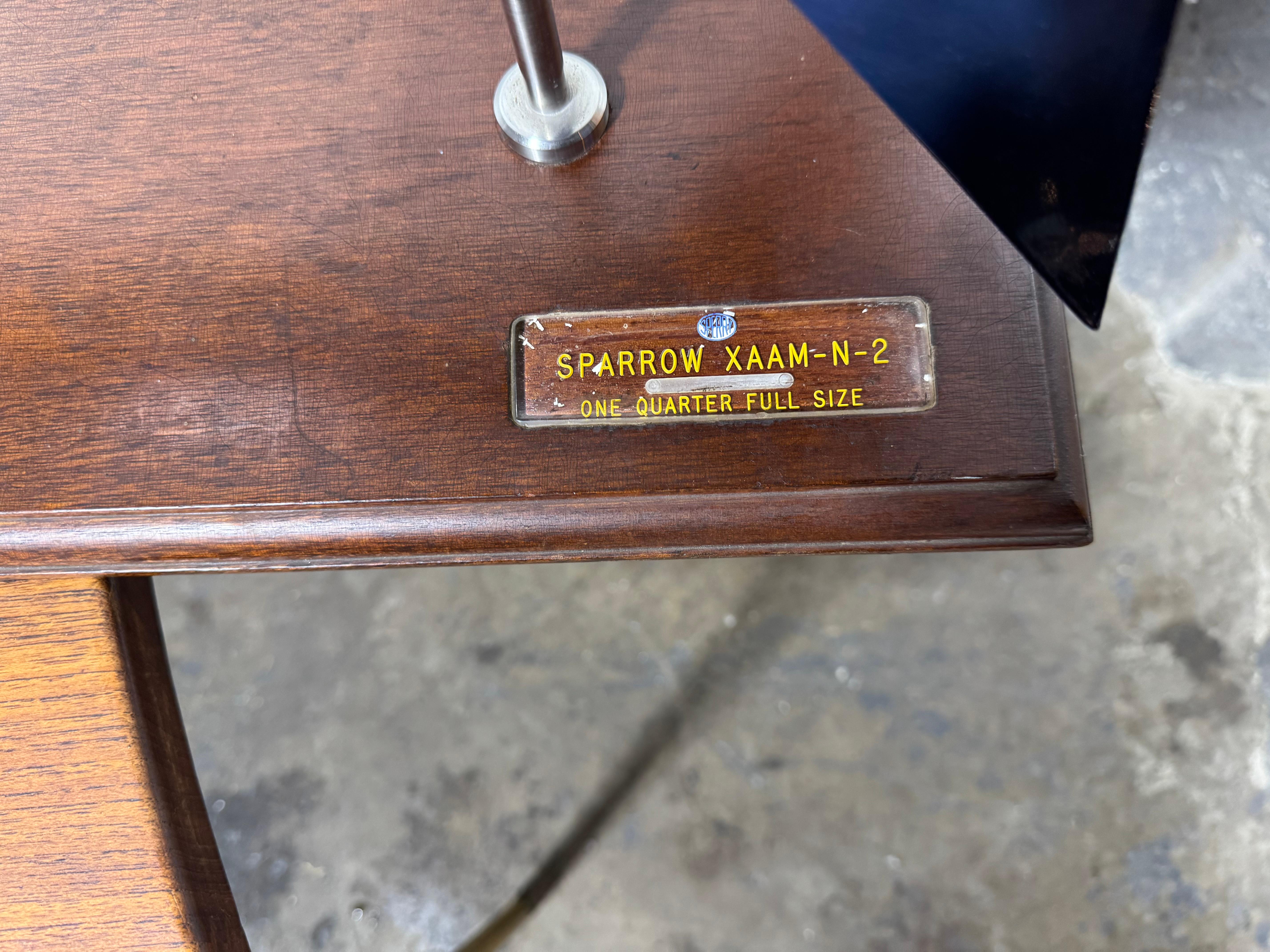  RARE.     1/4 Sperry XAAM-N-2 Sparrow Missile Cutaway model..
1/4 Sperry XAAM-N-2 Sparrow Missile Cutaway model
Wood & metal from the Larry McLaughlin Collection
Sperry model shop. All interior parts are labelled... minor wear to front of missile..