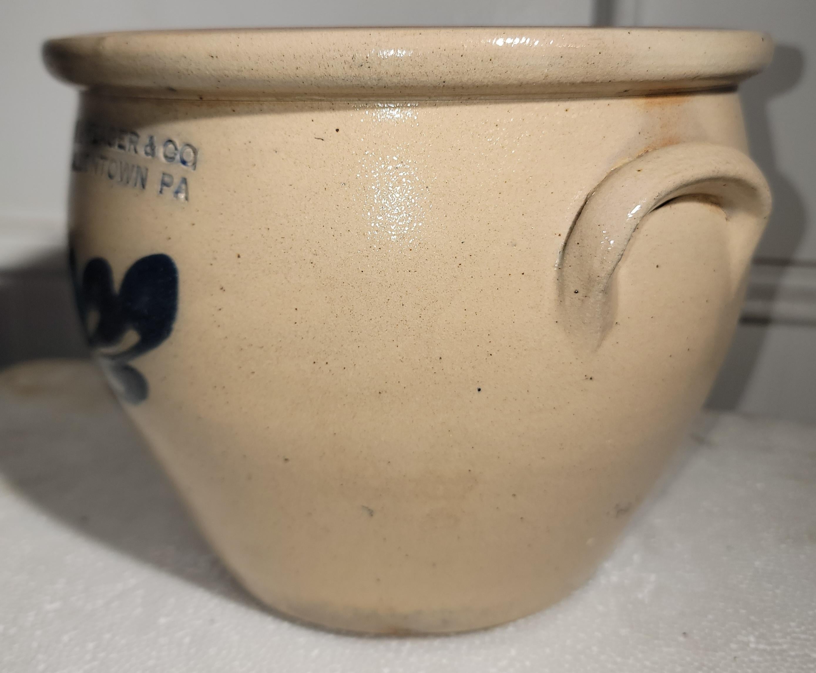 Américain Rare pot à beurre de 1 gal à double poignée du 19e siècle en vente