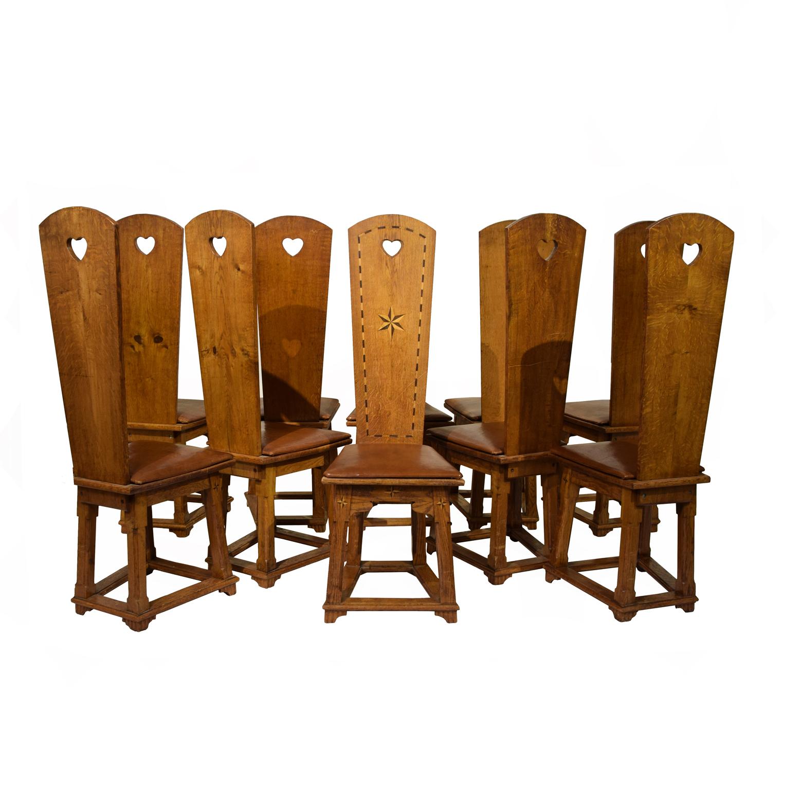 Arts and Crafts Rare 10 Arts & Craft Chairs from Villa Foresta Lidingö Sweden 1908-1910 For Sale