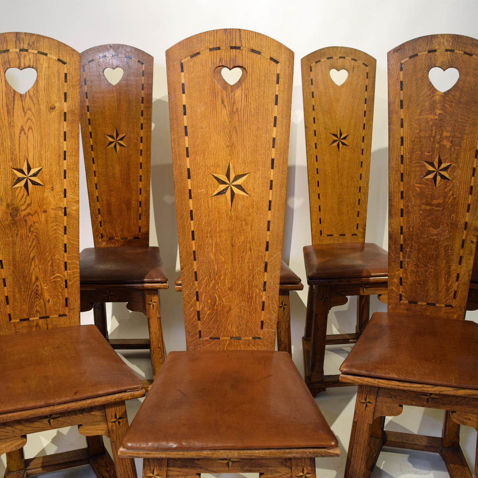 Rare 10 Arts & Craft Chairs from Villa Foresta Lidingö Sweden 1908-1910 In Good Condition For Sale In Hudson, NY