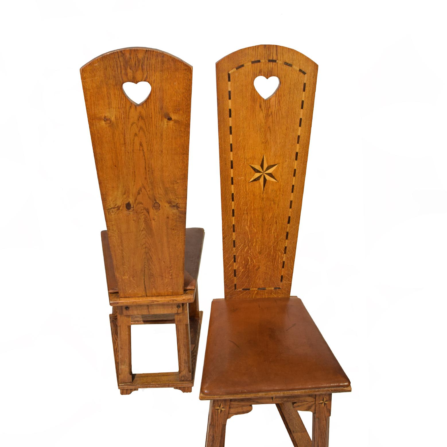 Oak Rare 10 Arts & Craft Chairs from Villa Foresta Lidingö Sweden 1908-1910 For Sale