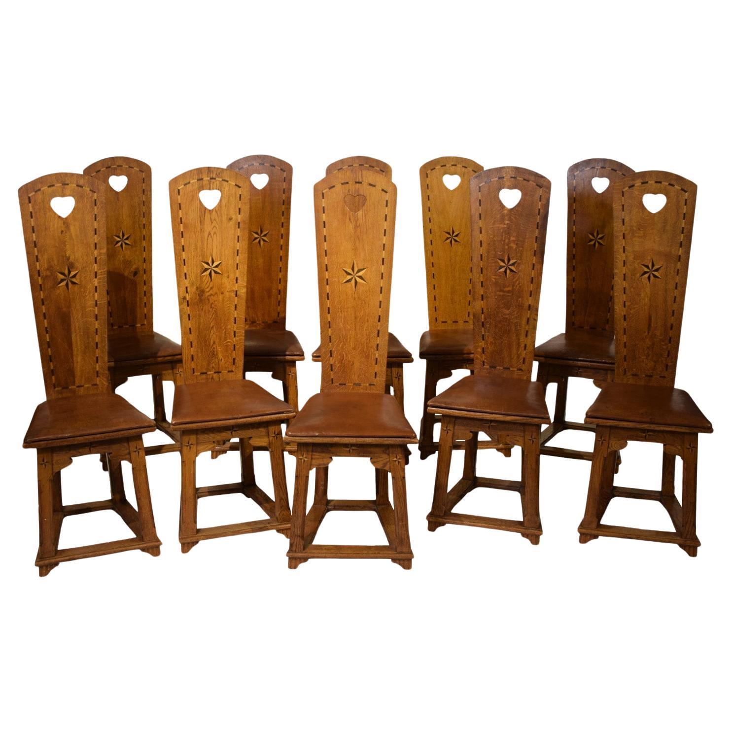 Rare 10 Arts & Craft Chairs from Villa Foresta Lidingö Sweden 1908-1910 For Sale