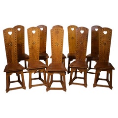 Antique Rare 10 Arts & Craft Chairs from Villa Foresta Lidingö Sweden 1908-1910