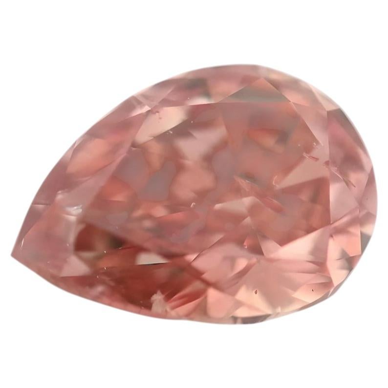 Rare 1.02ct Natural Loose Fancy Deep Orangy Pink Diamond GIA Pear Shape For Ring For Sale
