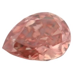 Rare 1.02ct Natural Loose Fancy Deep Orangy Pink Diamond GIA Pear Shape For Ring