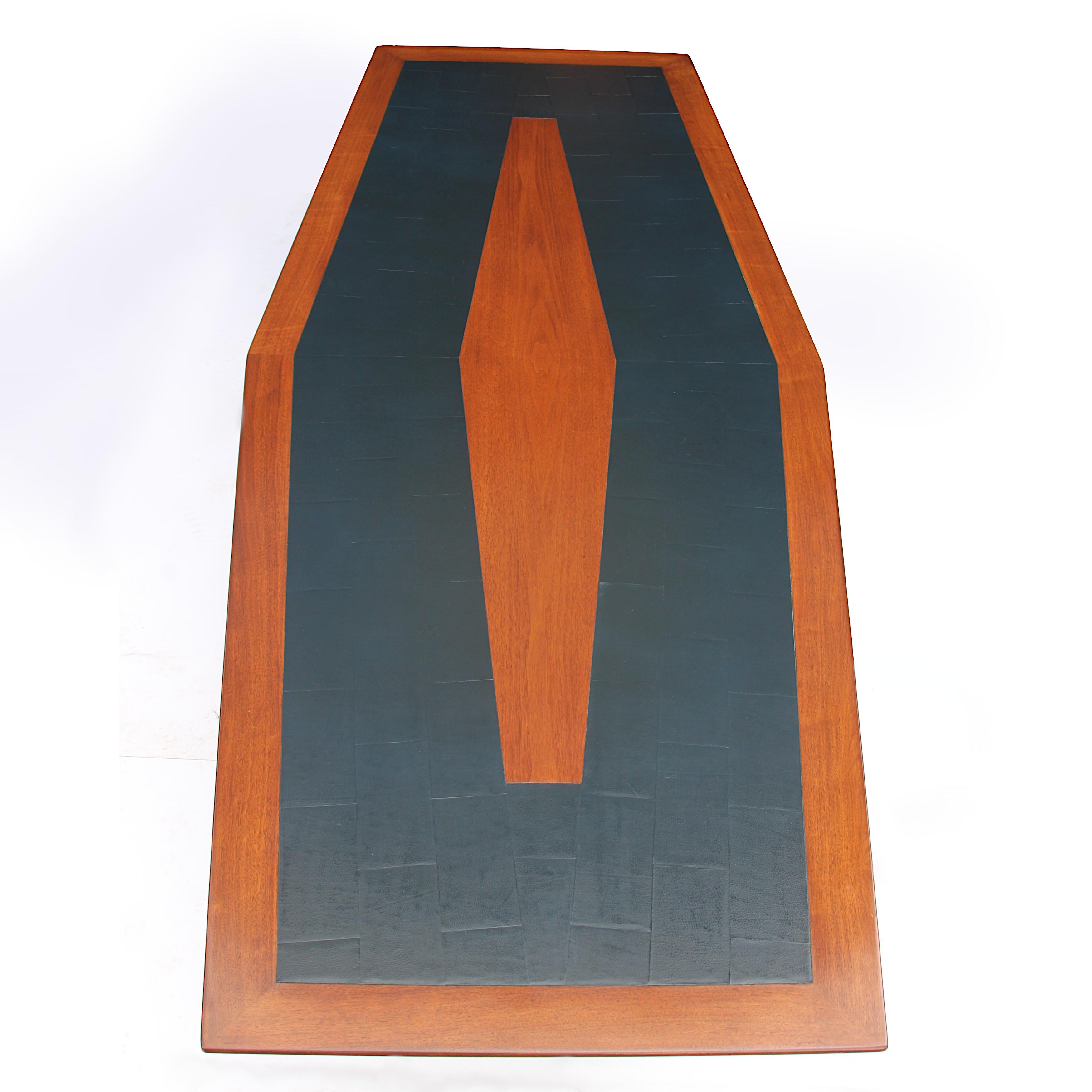 Inlay Rare 10ft Walnut Mid-Century Modern Conference Dining Table by Giacomo Buzzitta For Sale