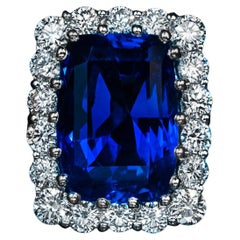 Rare 11 Ct Ceylon Sapphire Diamond Platinum Ring