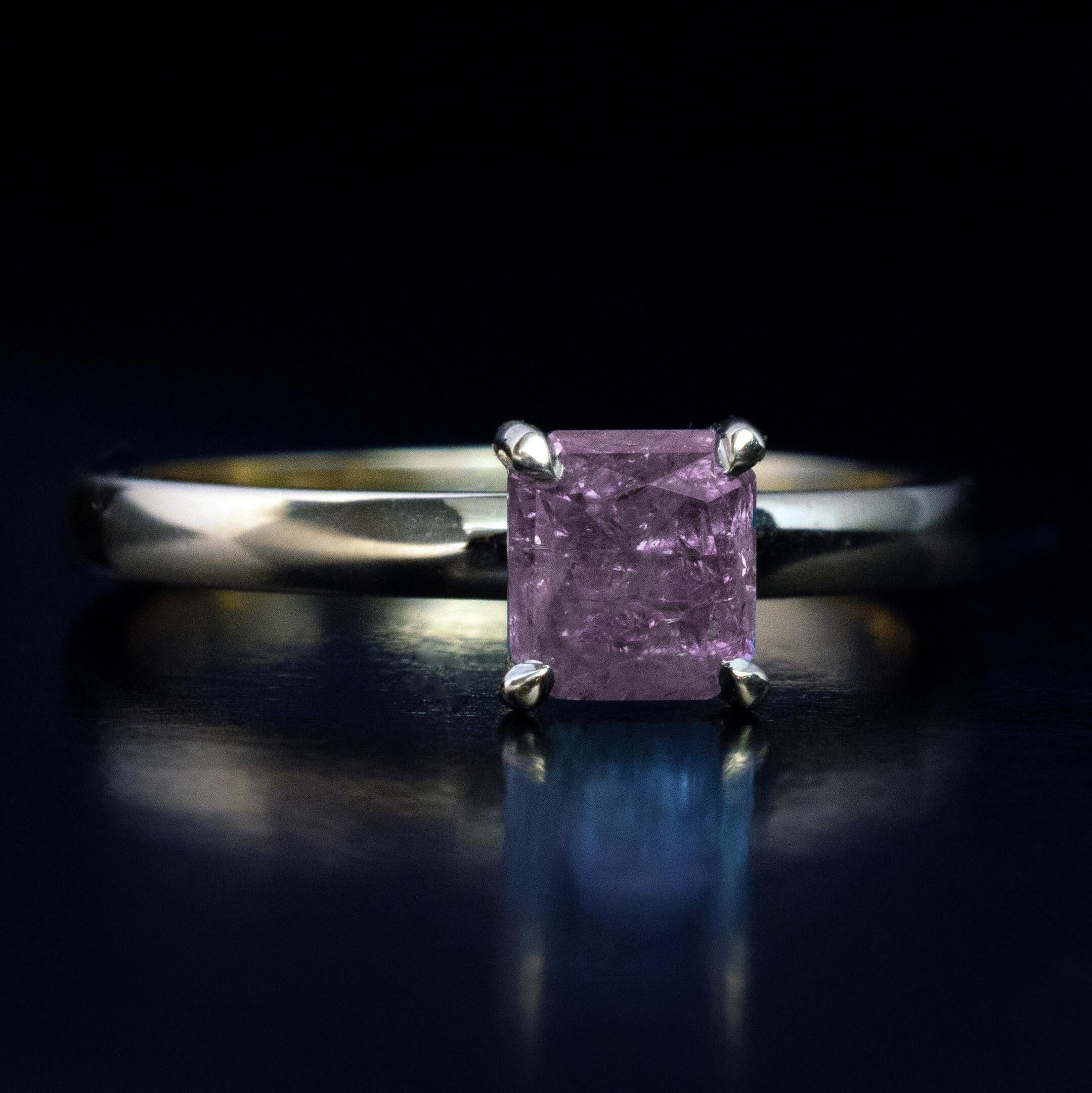 Octagon Cut Rare 1.11 Carat Russian Alexandrite 18K Gold Engagement Ring For Sale