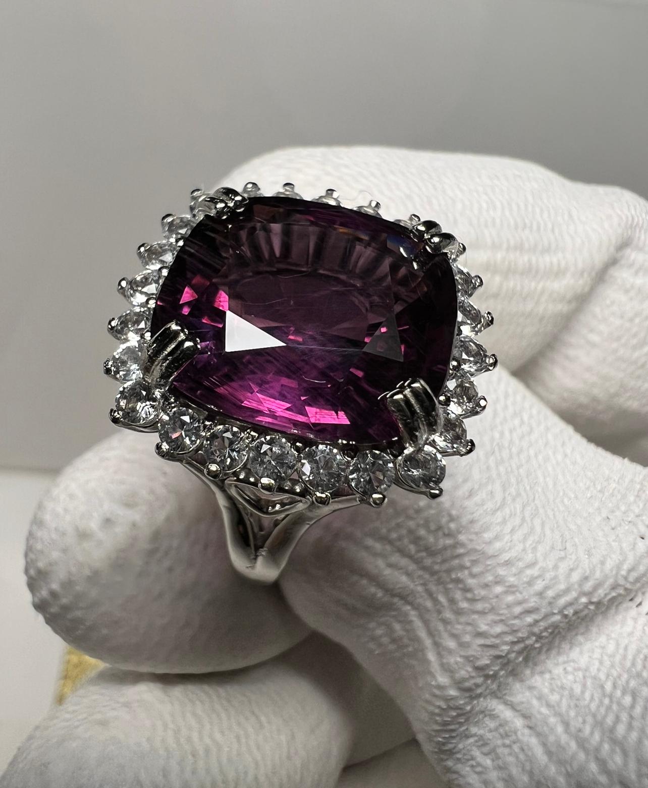 Rare 11.81 Carat Pink Purple Spinel Coctail Ring, Gemstone is GIA Certified 1