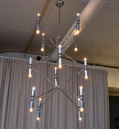 Rare 12-Arm Chandelier with 24 Lights in Chrome, 1970s