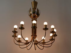 Rare 12-Armed Brass Chandeliers or Pendant Lamps by Vereinigte Werkstätten 1950s
