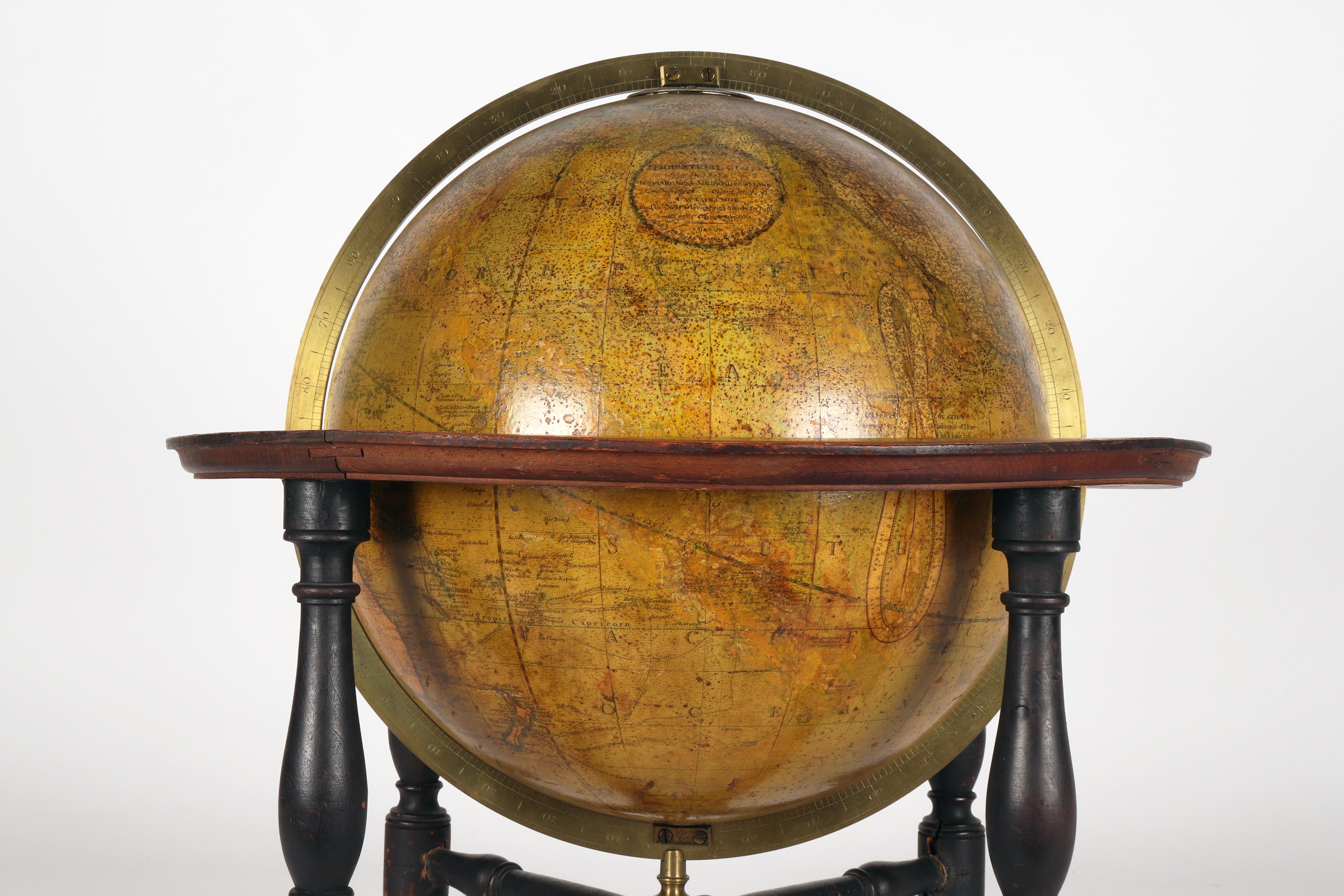 Rare globe terrestre de 12 pouces signé Cary, London United Kingdom 1800. en vente 1