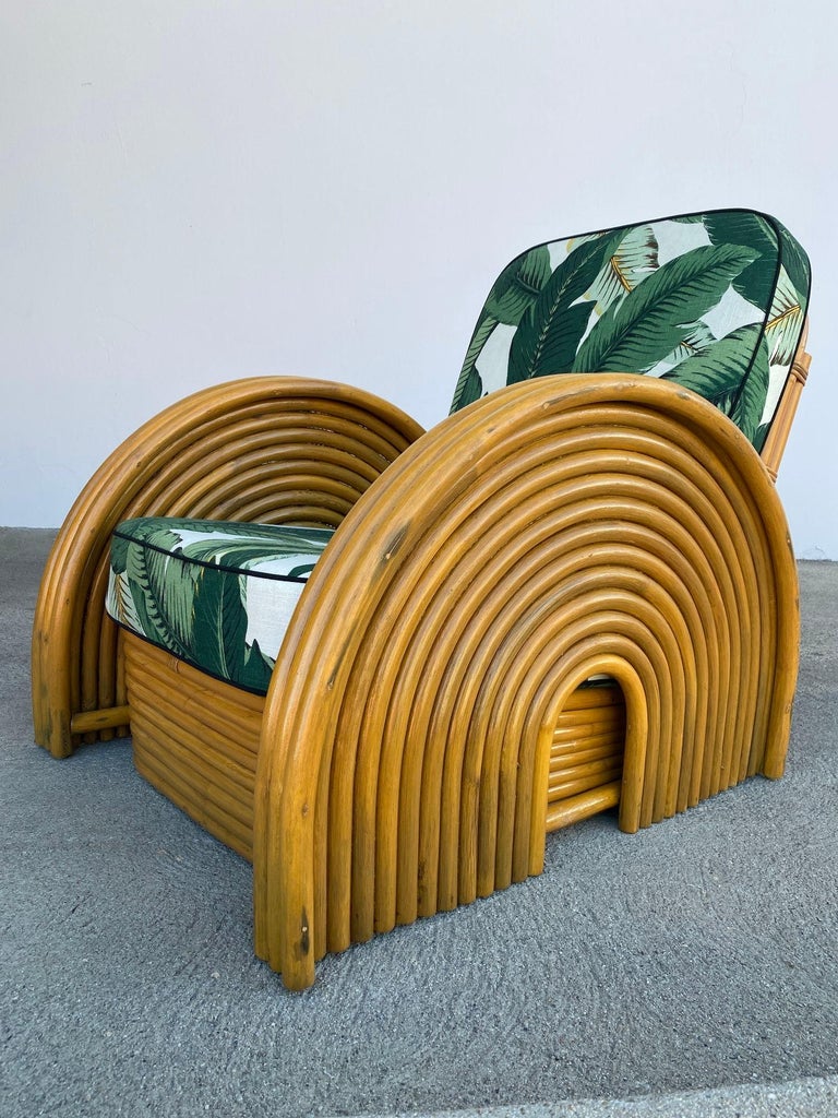Rare 12-Strand Double Rainbow Rattan Lounge Chair, Pair For Sale at 1stDibs