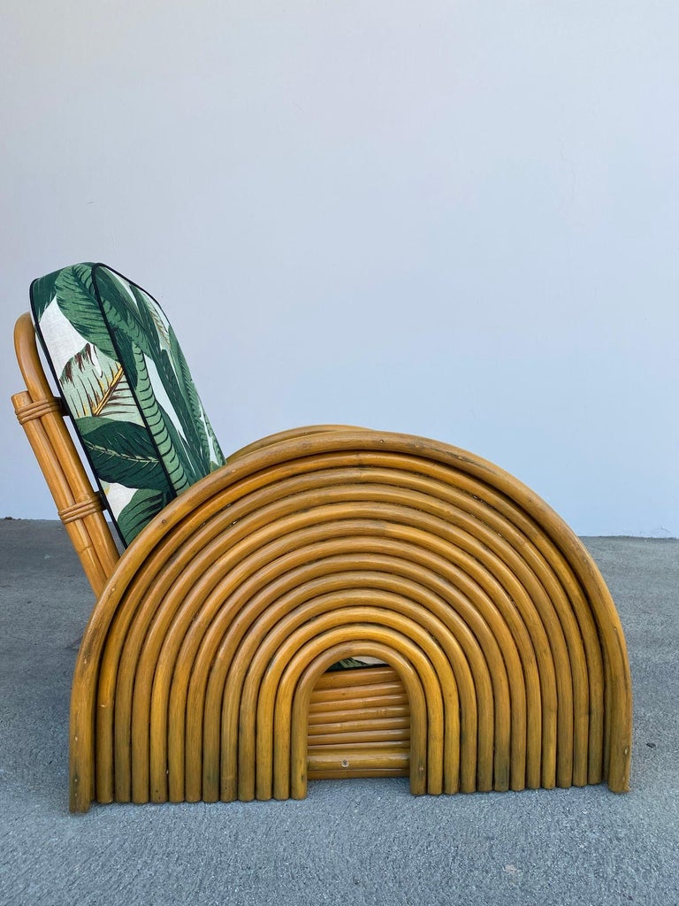 Rare 12-Strand Double Rainbow Rattan Lounge Chair, Pair For Sale at 1stDibs