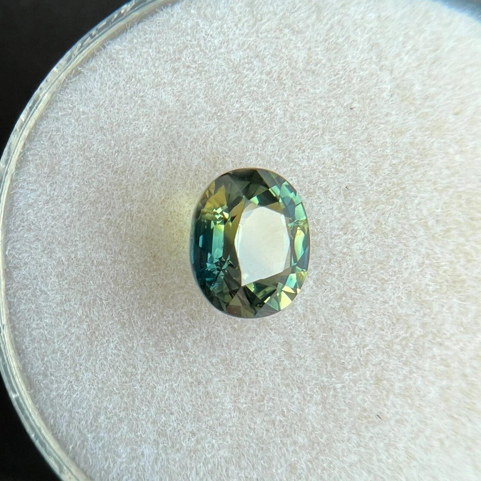 Rare 1.26ct GIA Certified Parti Colour Thai Sapphire Blue Green Yellow Untreated For Sale 2
