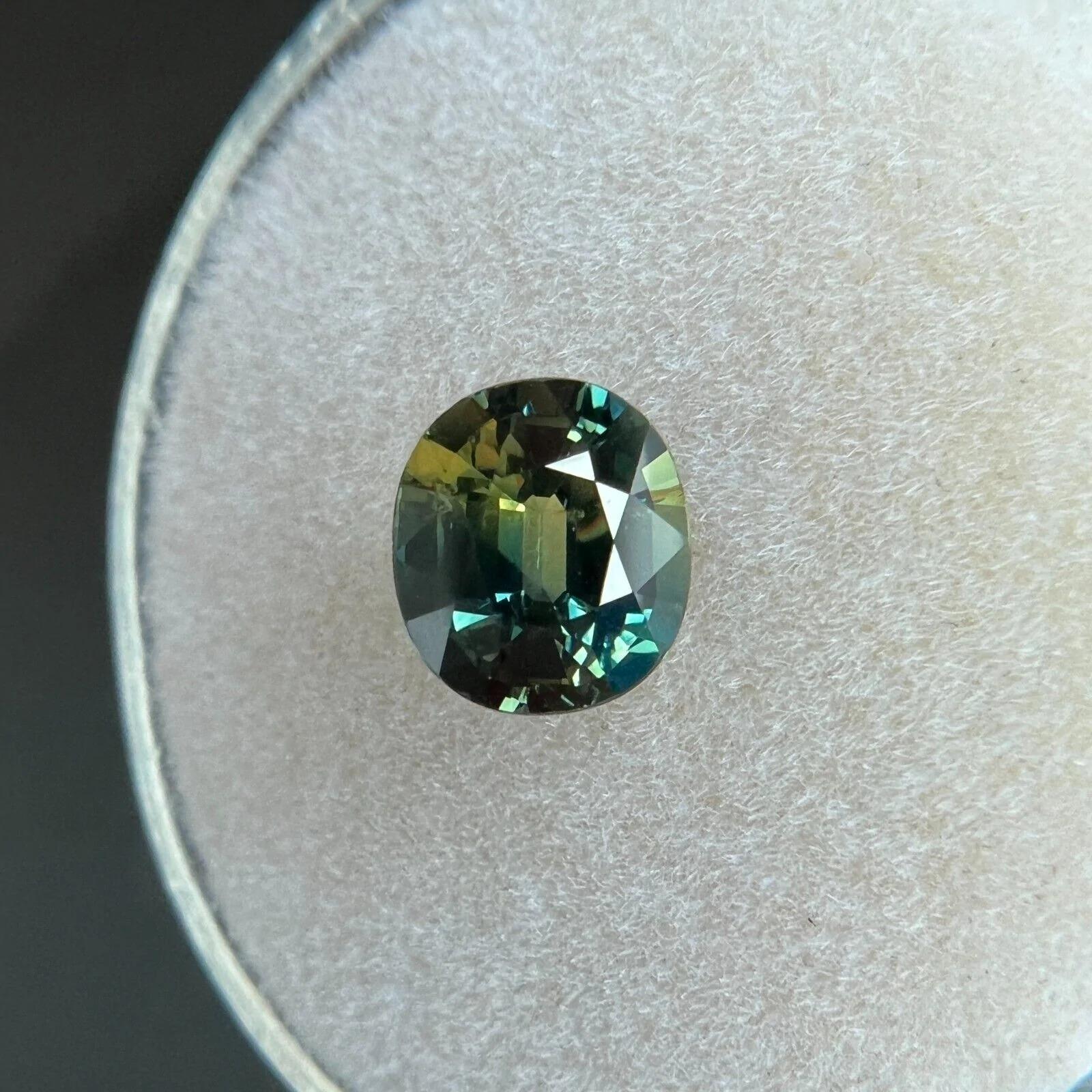 Rare 1.26ct GIA Certified Parti Colour Thai Sapphire Blue Green Yellow Untreated For Sale 3
