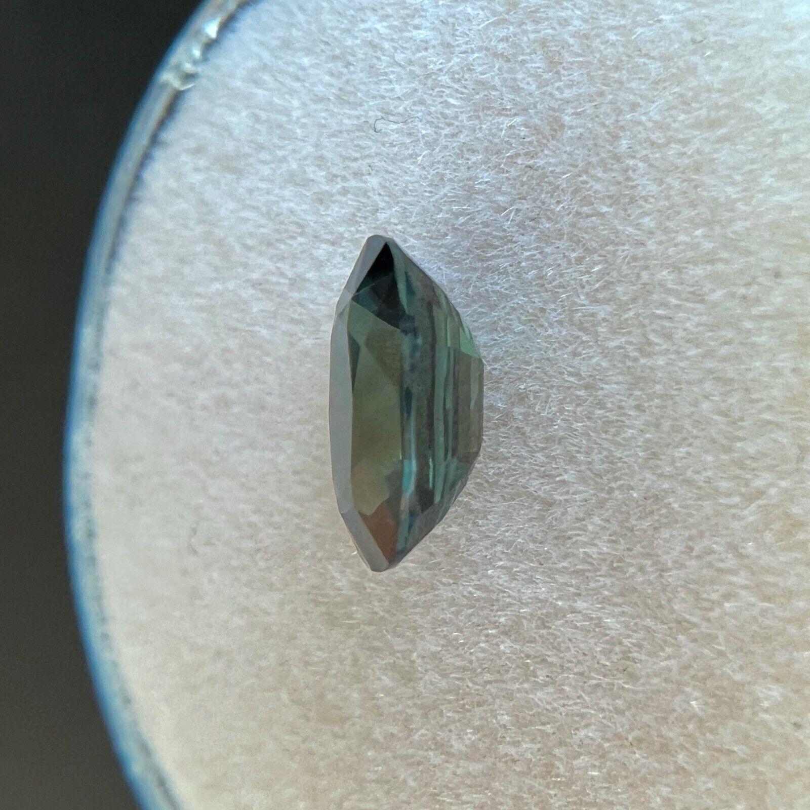 Rare 1.33Ct GIA Certified Green Blue Sapphire Untreated Cushion Cut 7.7x5.5mm For Sale 3
