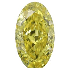 Rare 1.34 Carat Oval Fancy Vivid Yellow Diamond, Internally Flawless GIA