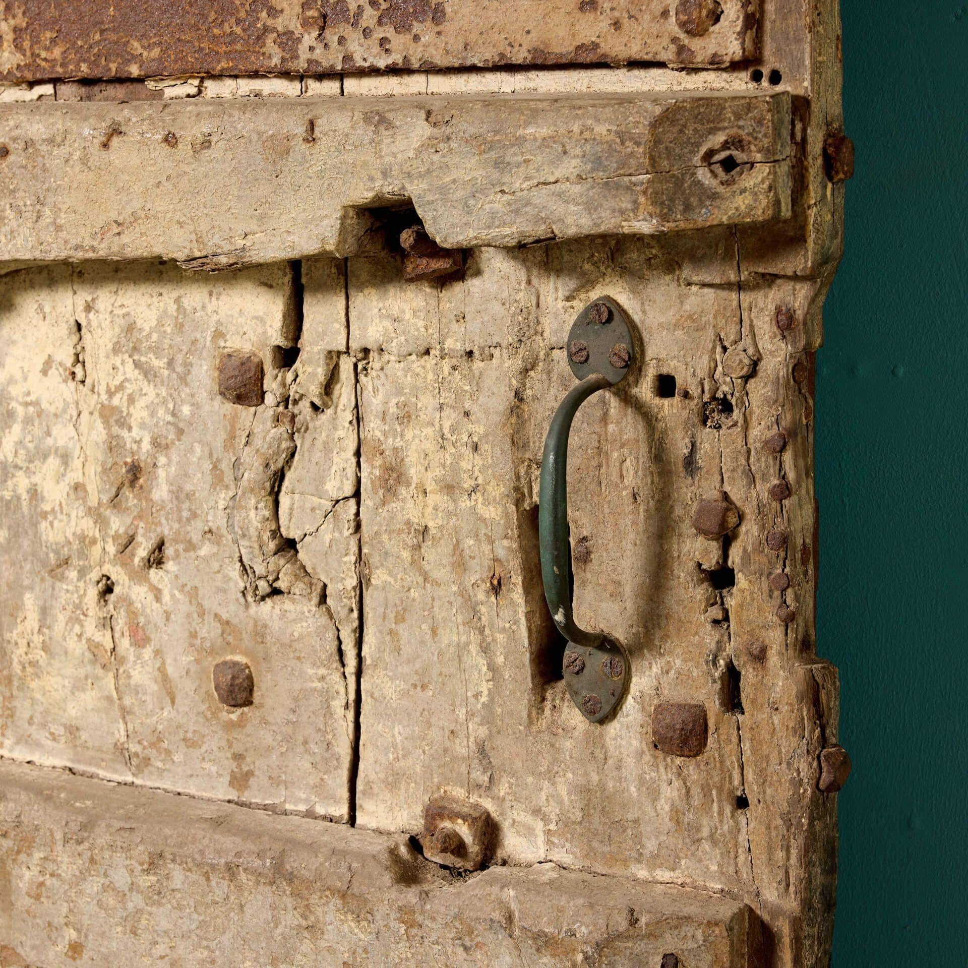 Metal Rare 13th Century Medieval English Oak Door For Sale