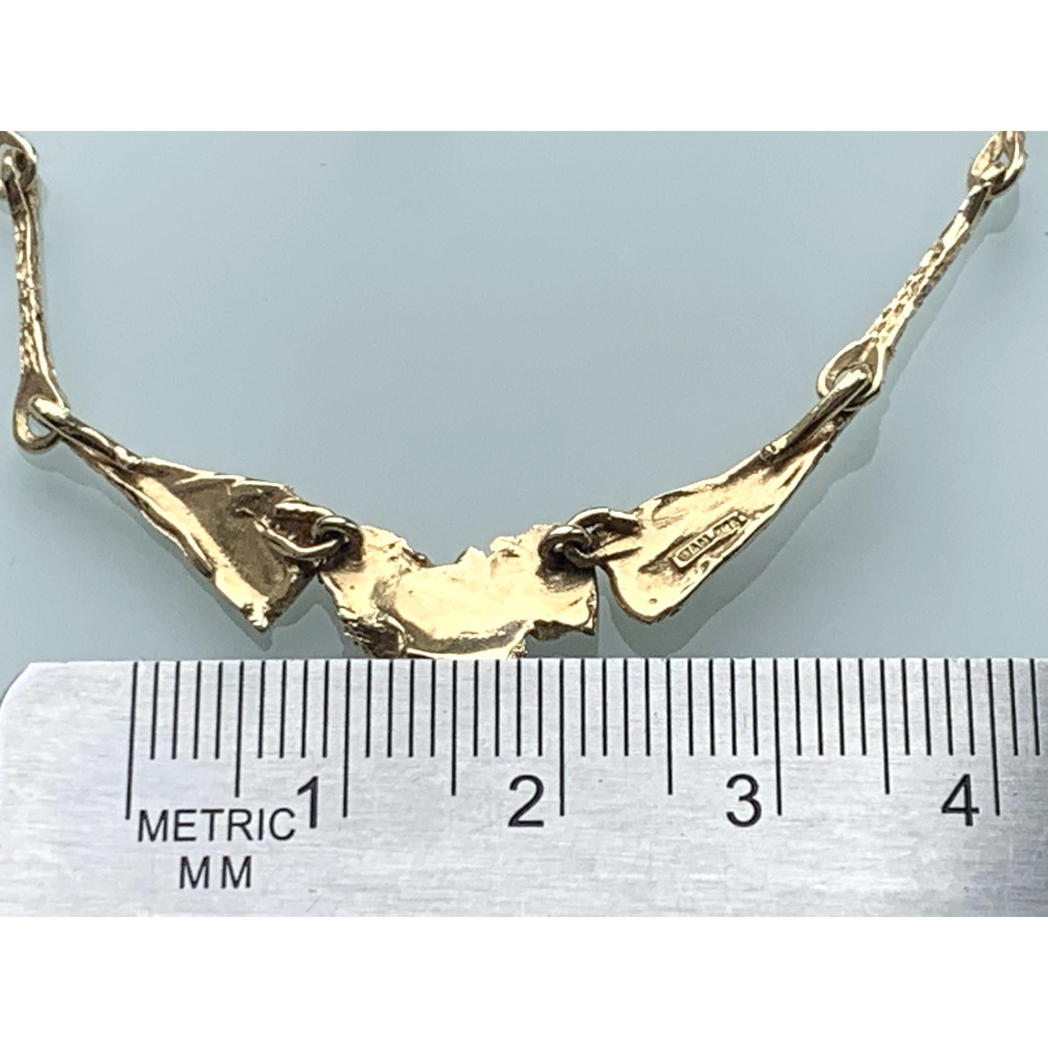 Rare 14 Carat Gold Danish Brutalist Necklace  For Sale 2