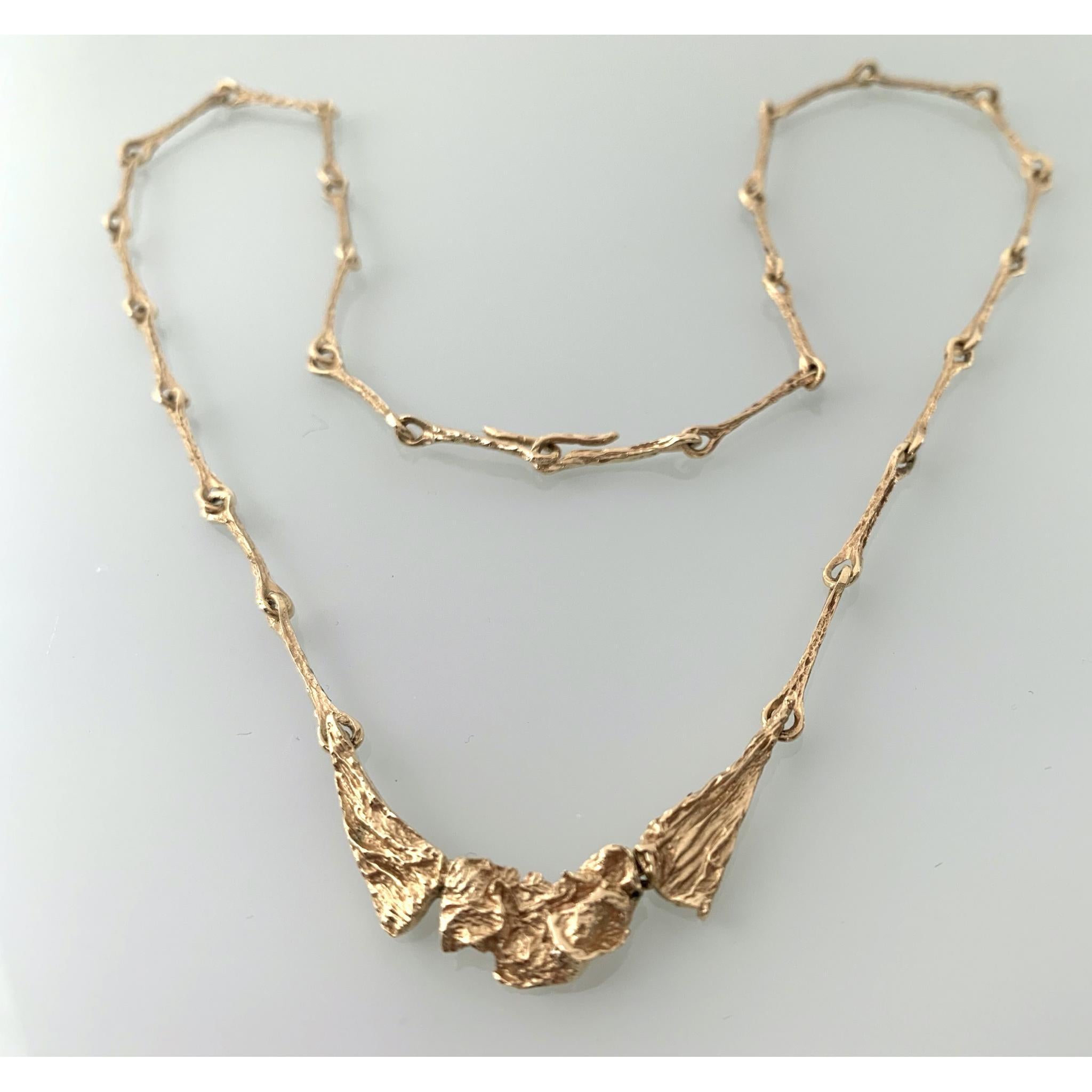 Rare collier brutaliste danois en or 14 carats  Bon état - En vente à London, GB