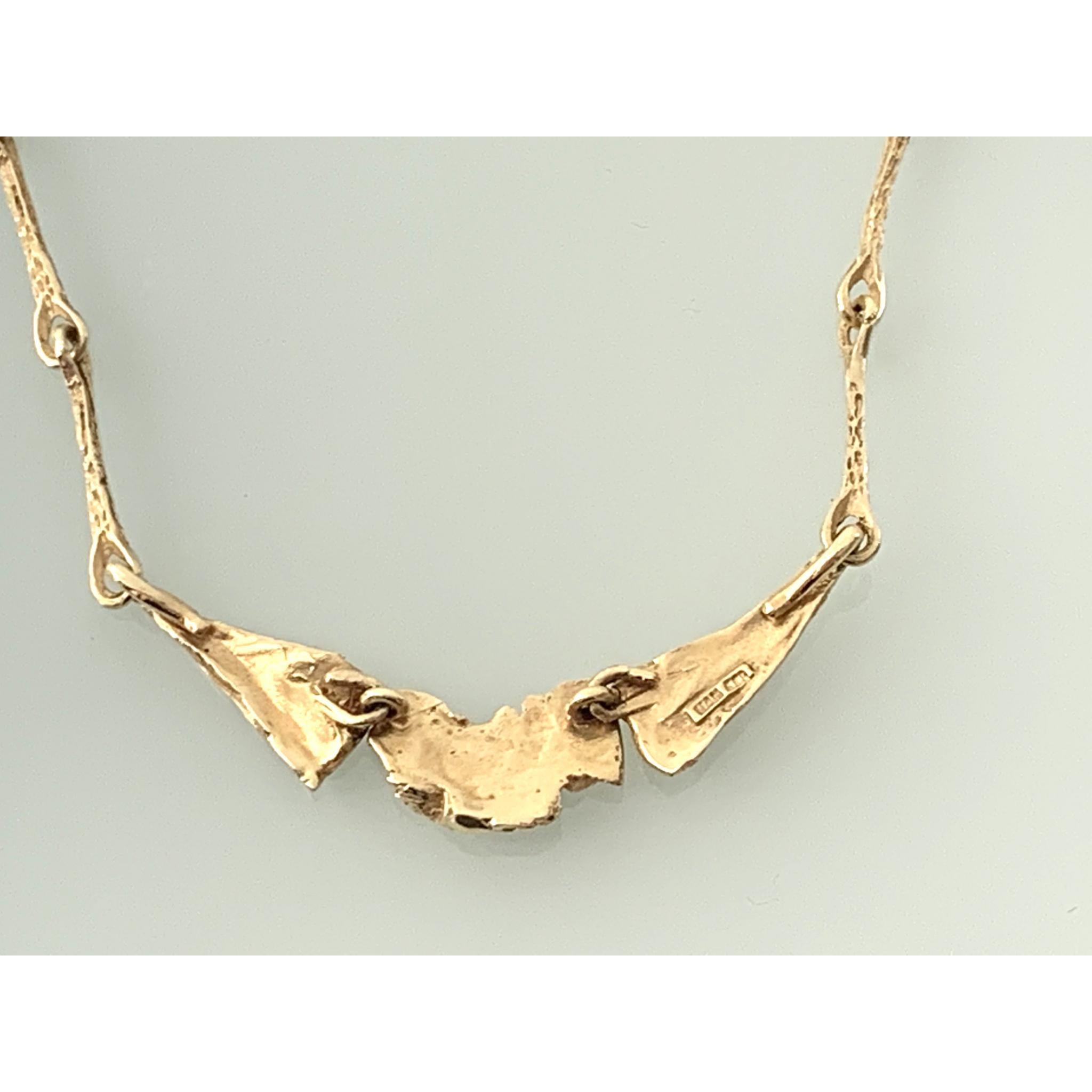 Rare collier brutaliste danois en or 14 carats  Pour femmes en vente