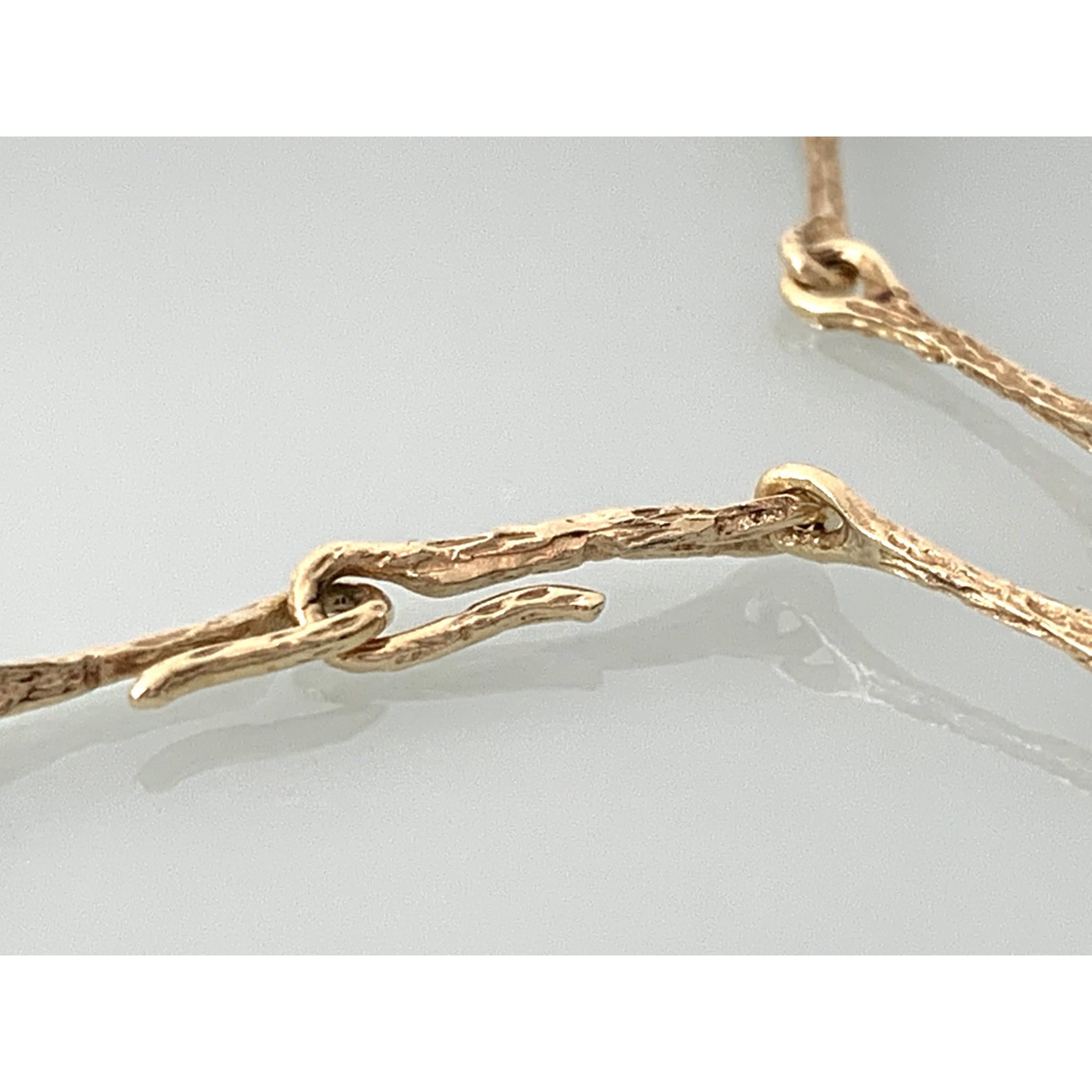 Modernist Rare 14 Carat Gold Danish Brutalist Necklace  For Sale