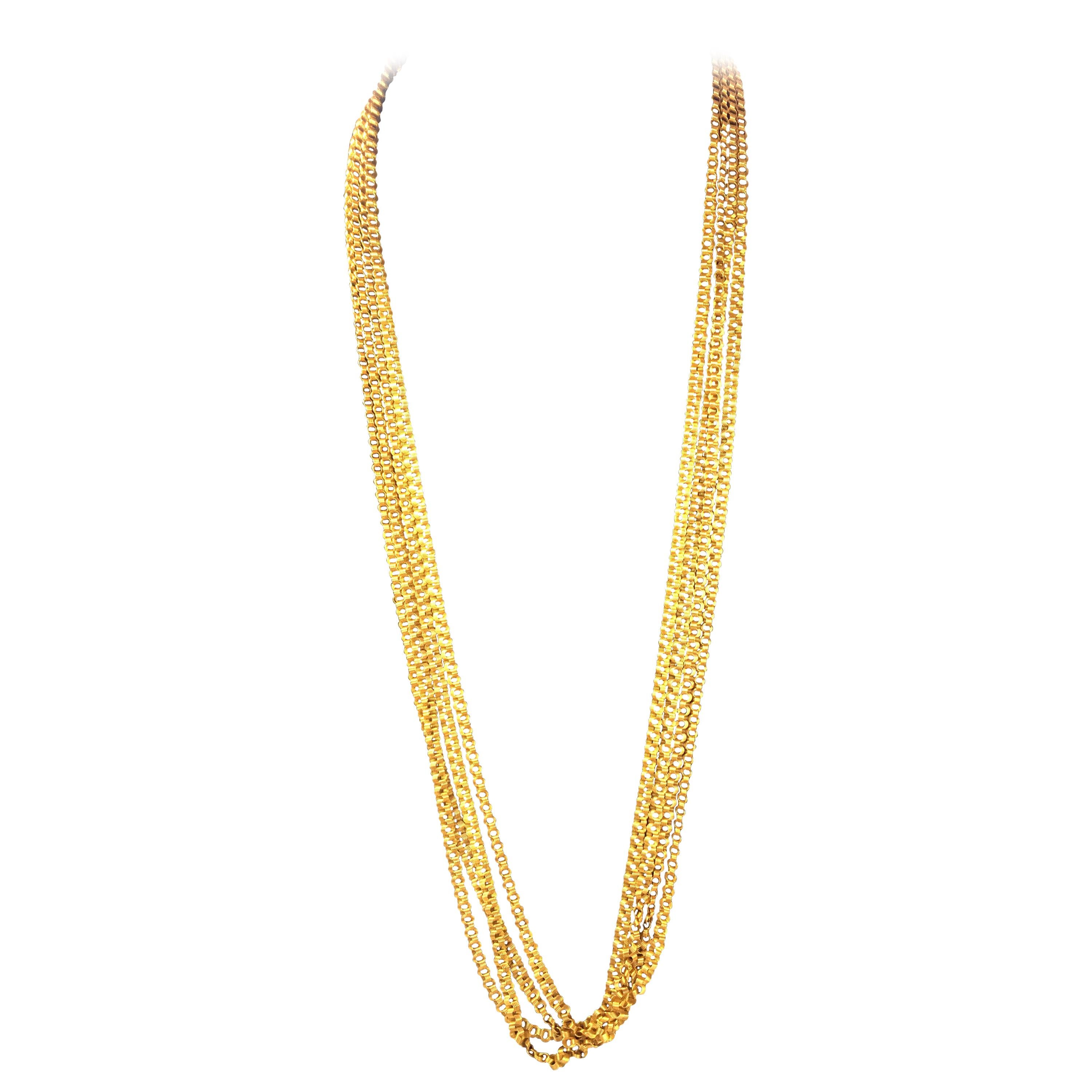 14 Karat Gold 12' 5" Alexander Style Chain Stamped MN For Sale