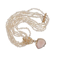 Rare – Halskette und Anhänger aus 14-Karat-Gold und Silber mit Marguerite-Stix-Süßwasserperlen