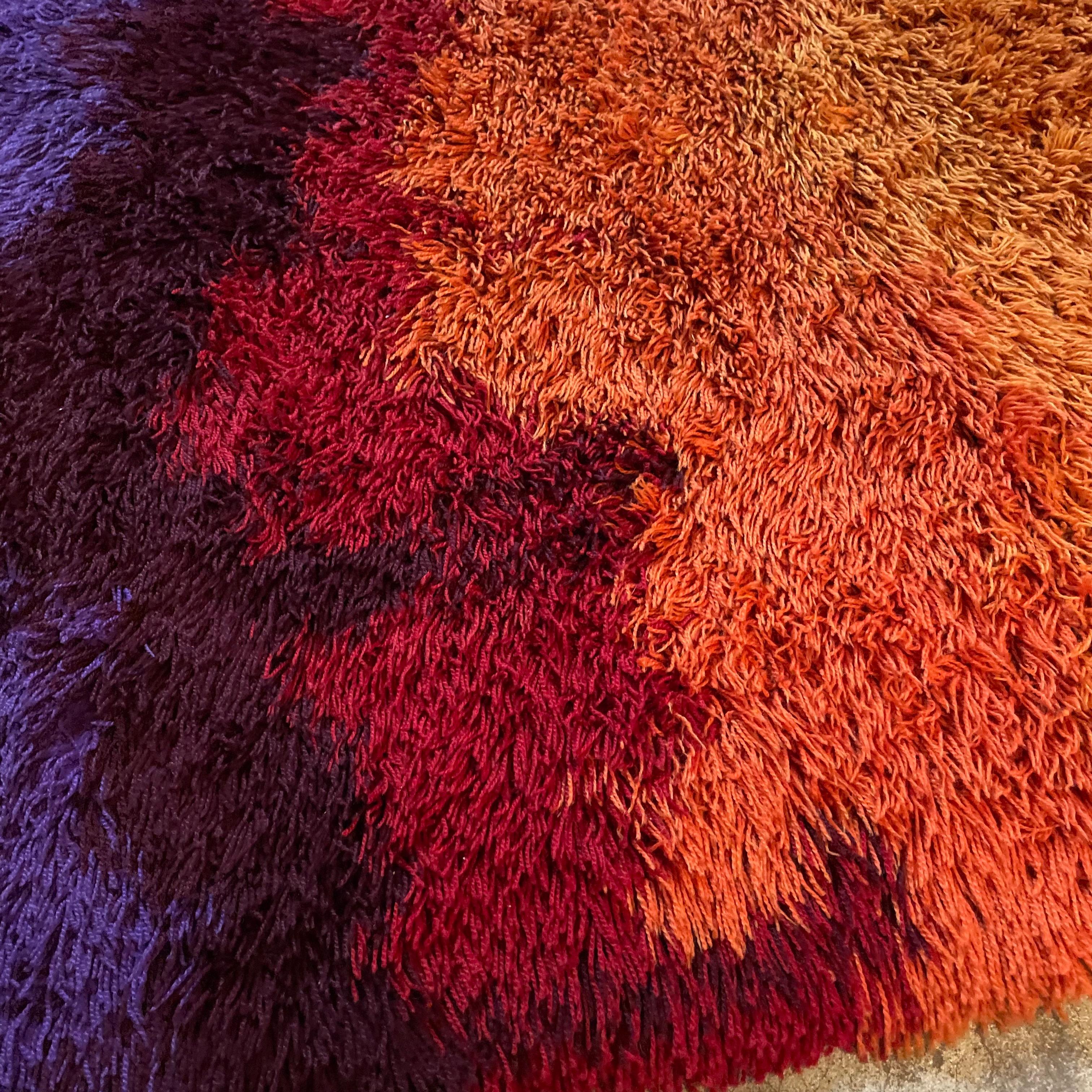 Rare Danish High Pile Psychedelic Rya Rug, Ege Taepper Deluxe, 1970s 6