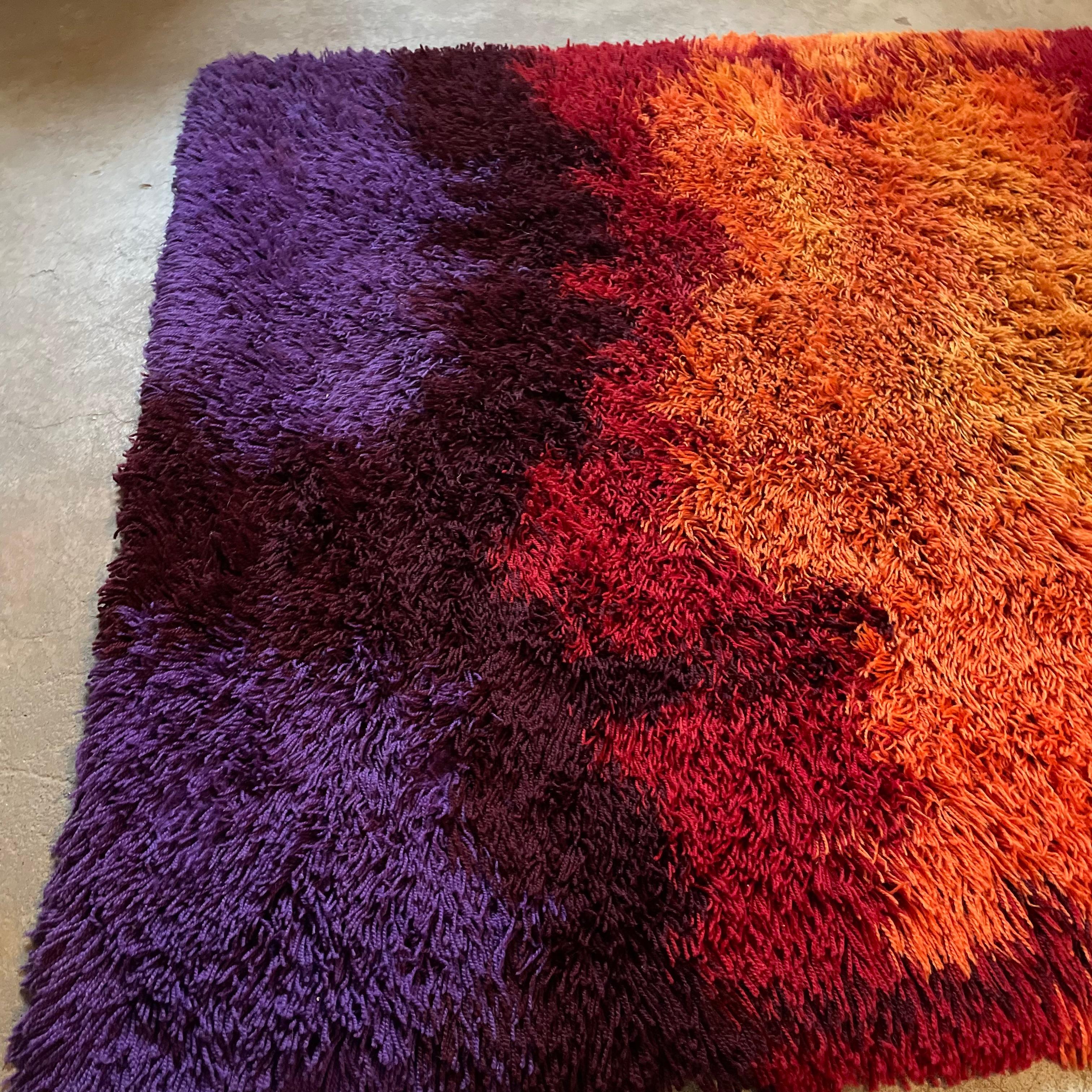 Rare Danish High Pile Psychedelic Rya Rug, Ege Taepper Deluxe, 1970s 8