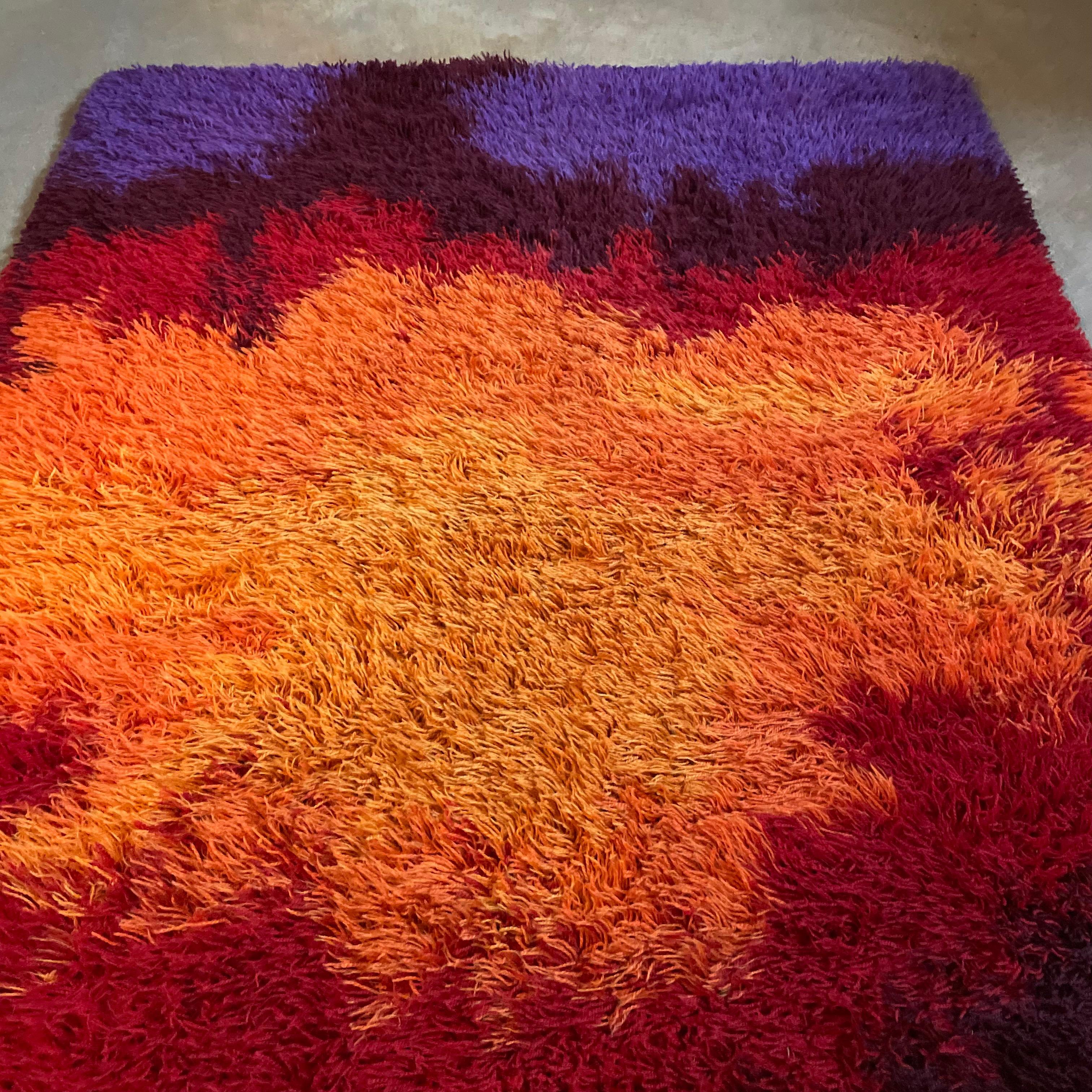 Rare Danish High Pile Psychedelic Rya Rug, Ege Taepper Deluxe, 1970s 10