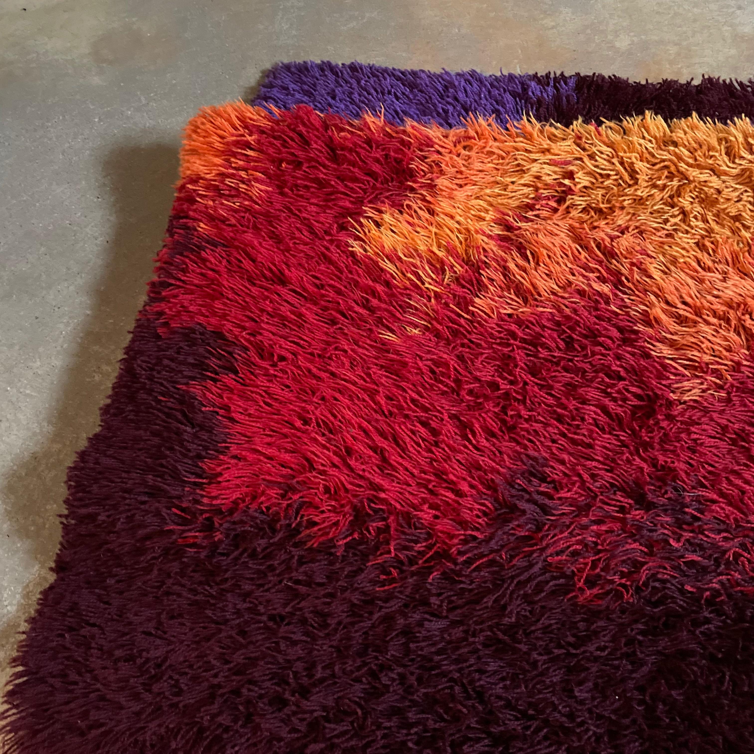 Rare Danish High Pile Psychedelic Rya Rug, Ege Taepper Deluxe, 1970s 11