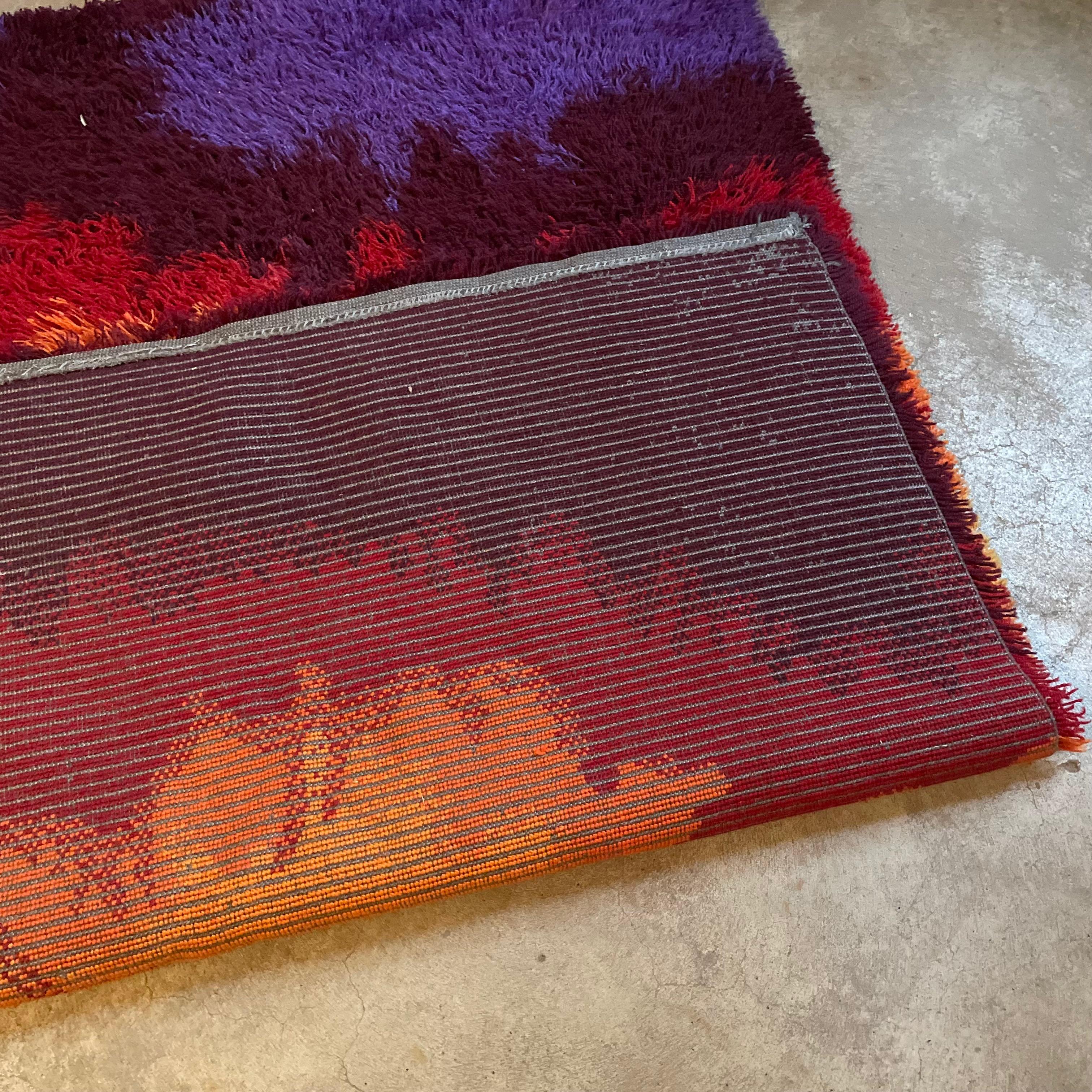 Rare Danish High Pile Psychedelic Rya Rug, Ege Taepper Deluxe, 1970s 12