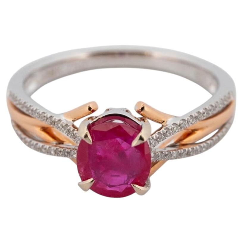 Rare 1.42ct Burma Ruby Natural Unheated Red Ruby Mogok & Diamonds Ring 18K GRS